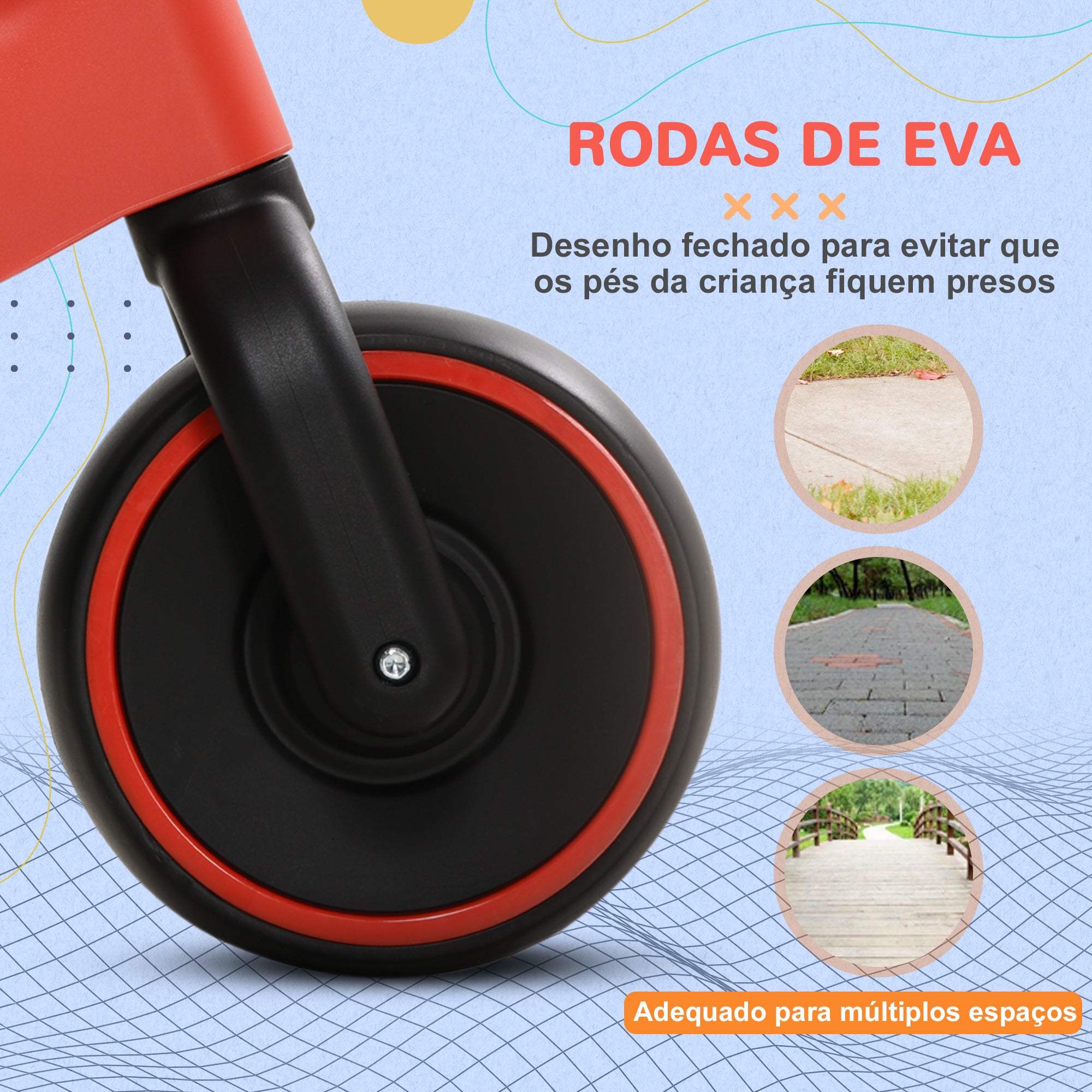 Bicicleta Infantil Vermelha sem Pedais para Crianças acima de 18 Meses - Medidas 66,5x34x46,5 cm
