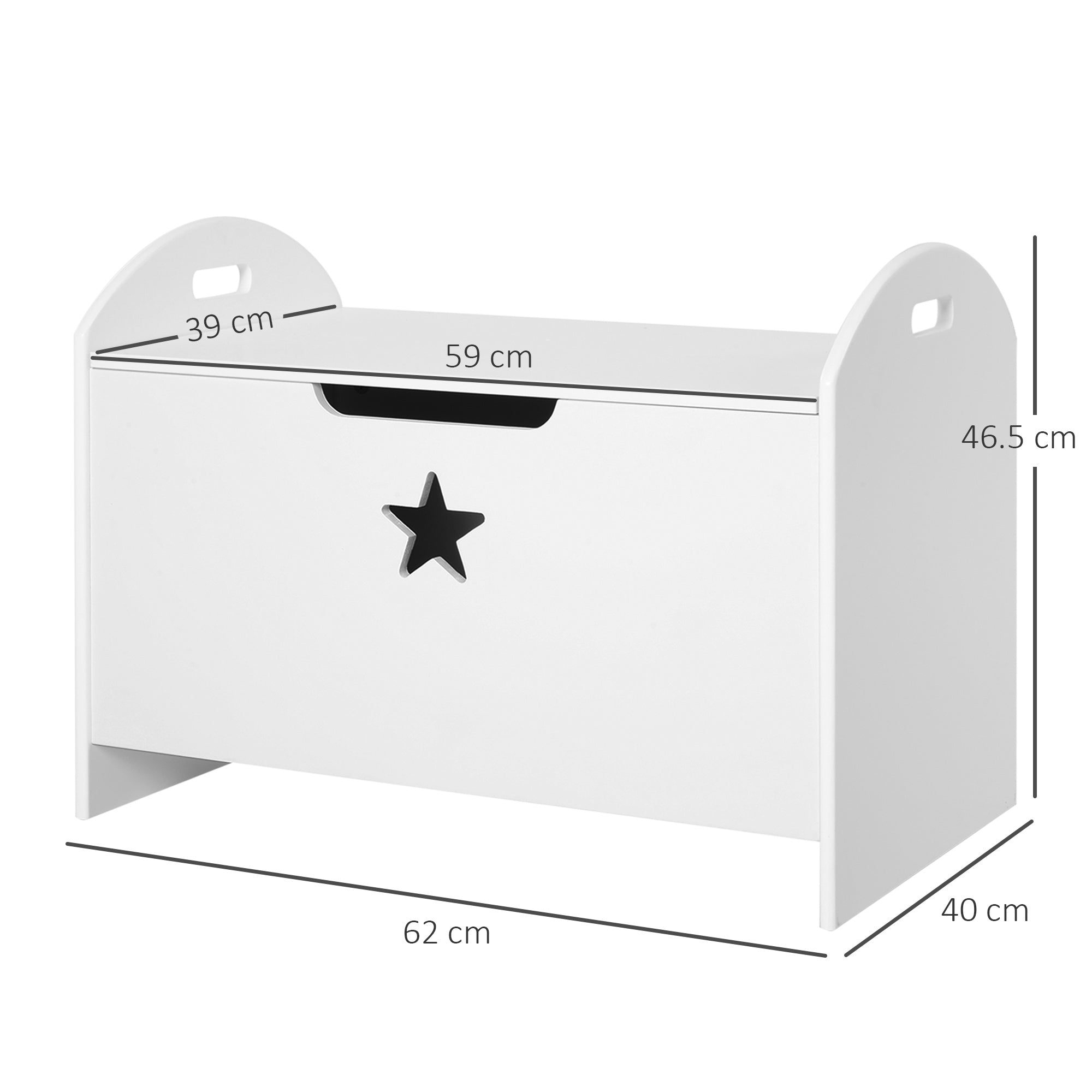 Baú de Brinquedos Infantil 62x40x46,5 cm - Branco