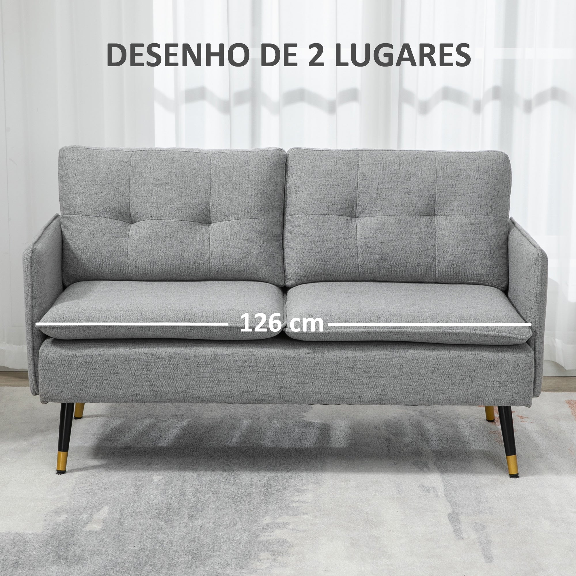 Sofá de 2 Lugares Cinzento 139x68x80 cm - Conforto e Elegância para a sua Casa