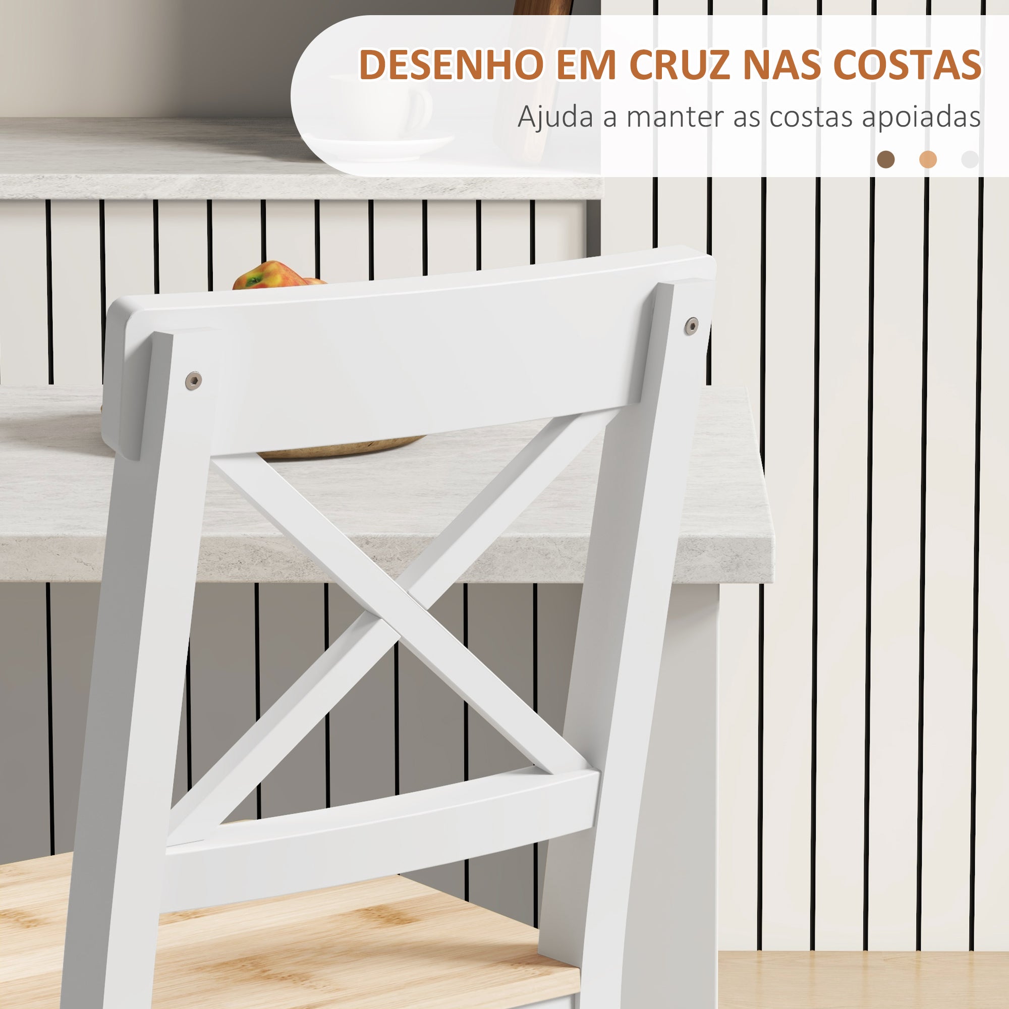 Conjunto de 2 Bancos Altos de Cozinha 41x46x97.5 cm Cor de Madeira Natural