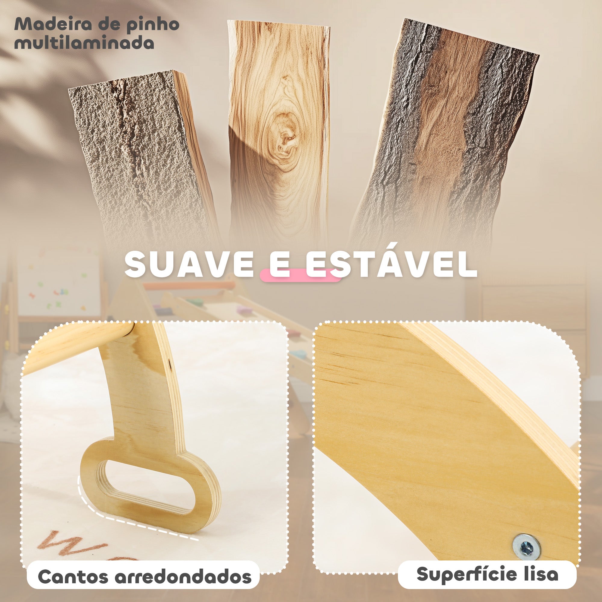 Arco de Aprendizagem 2 em 1 - 68x42x36 cm - Cor Natural