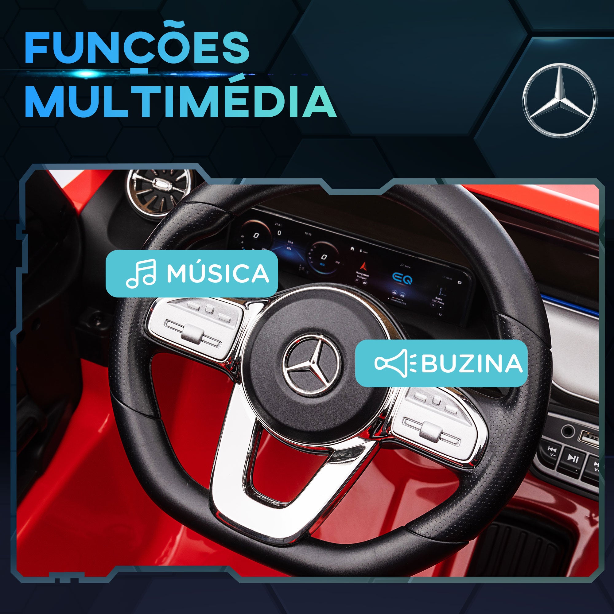 Carro Elétrico para Crianças – 111,5x69x52,5 cm – Vermelho – PP e metal