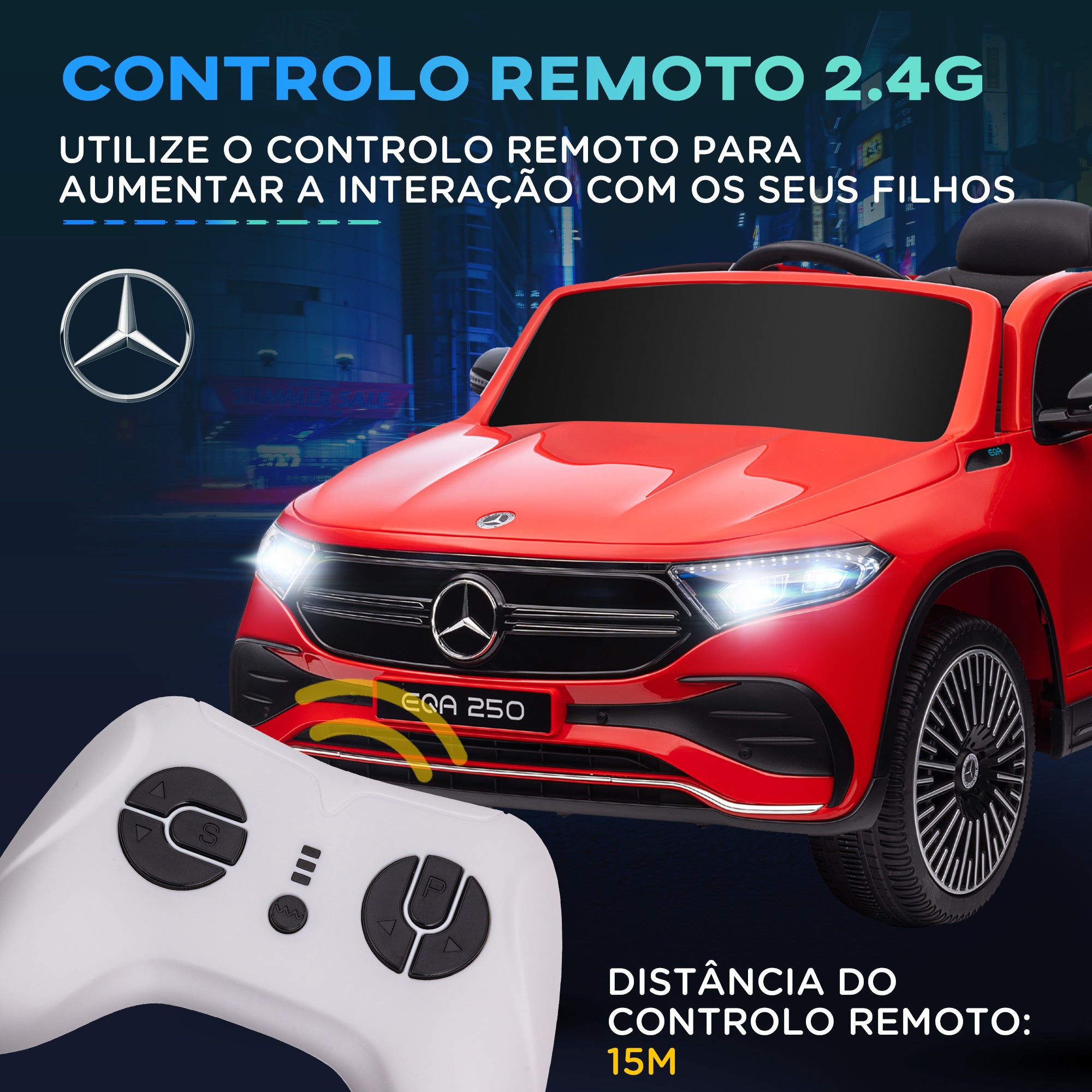 Carro Elétrico para Crianças – 111,5x69x52,5 cm – Vermelho – PP e metal
