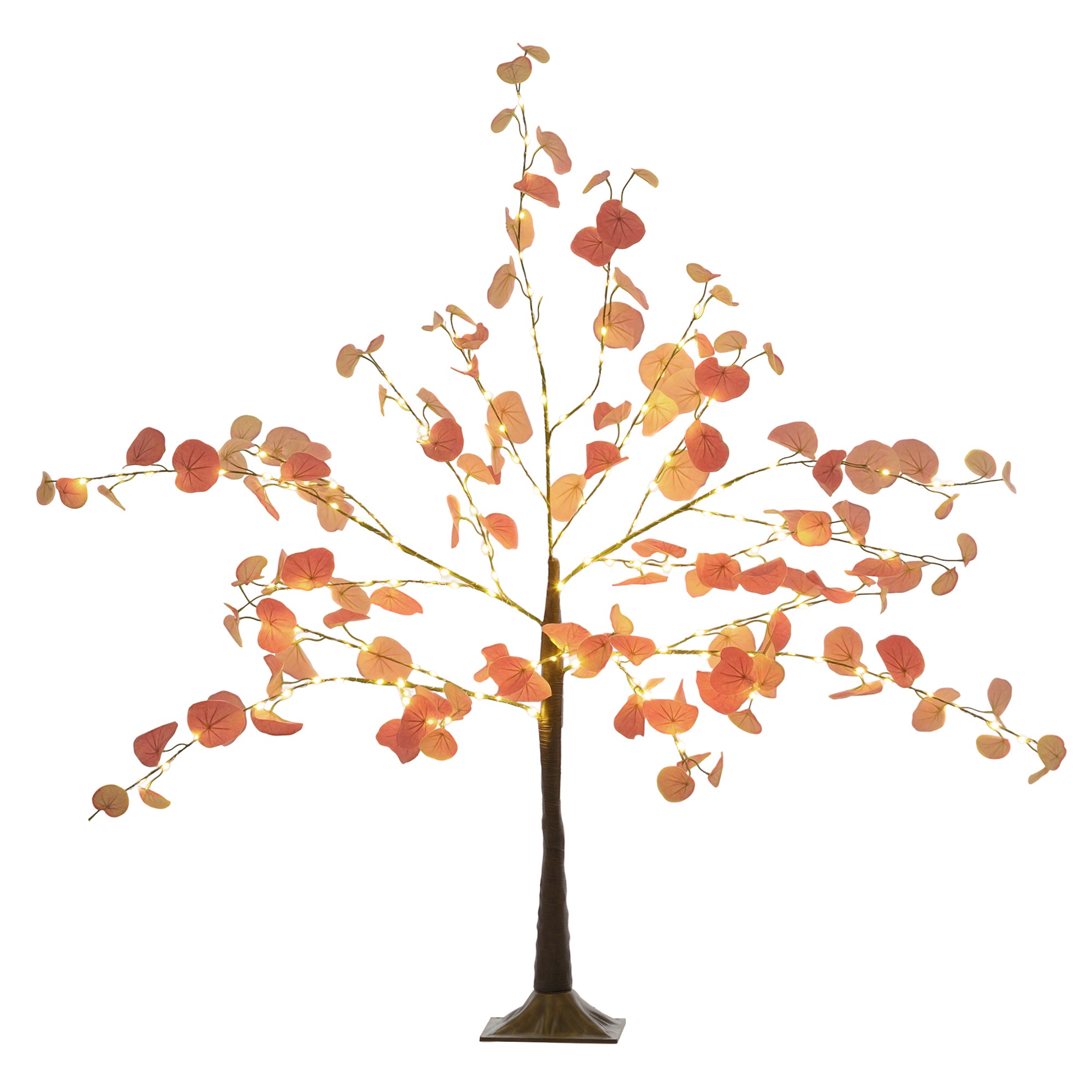 Árvore Artificial de Eucalipto 120 cm Laranja e Marrom - Luzes LED