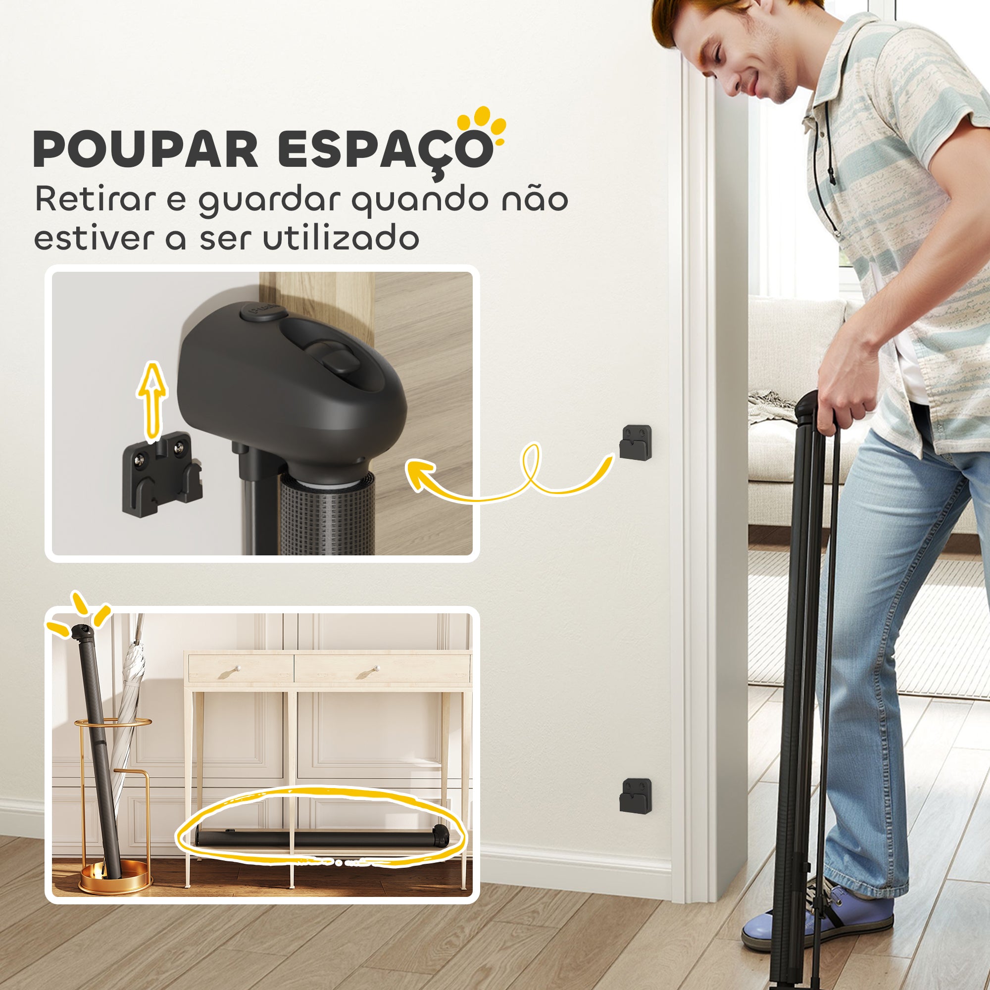 Barreira Retrátil para Cães Pequenos - 149x10x87,5 cm - Cor Preto