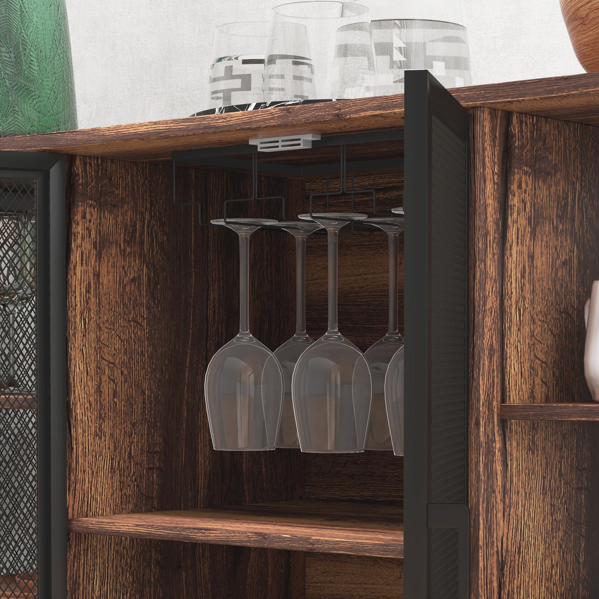 Aparador de Cozinha Industrial com 6 Prateleiras 120x40x76 cm - Castanho Rústico