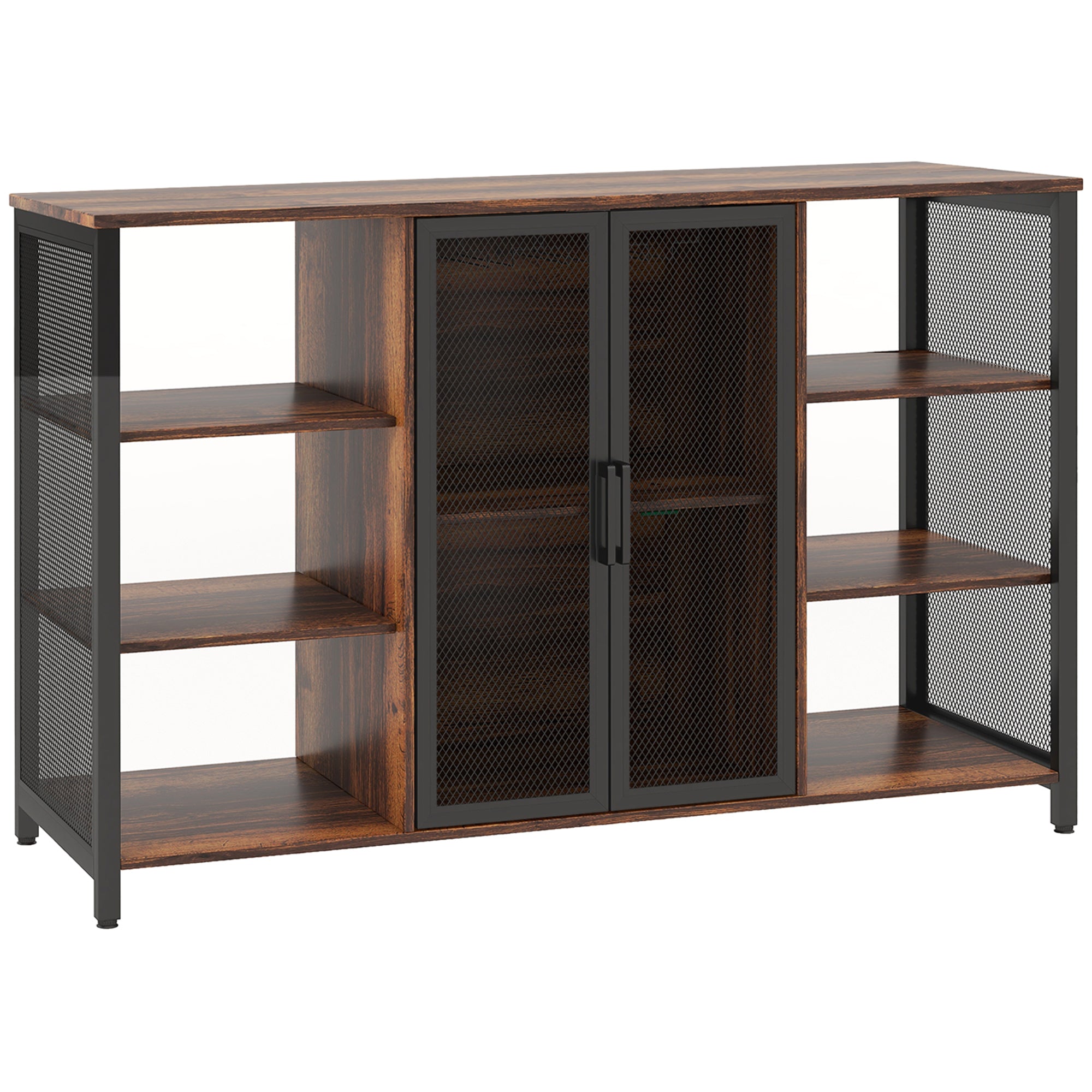 Aparador de Cozinha Industrial com 6 Prateleiras 120x40x76 cm - Castanho Rústico