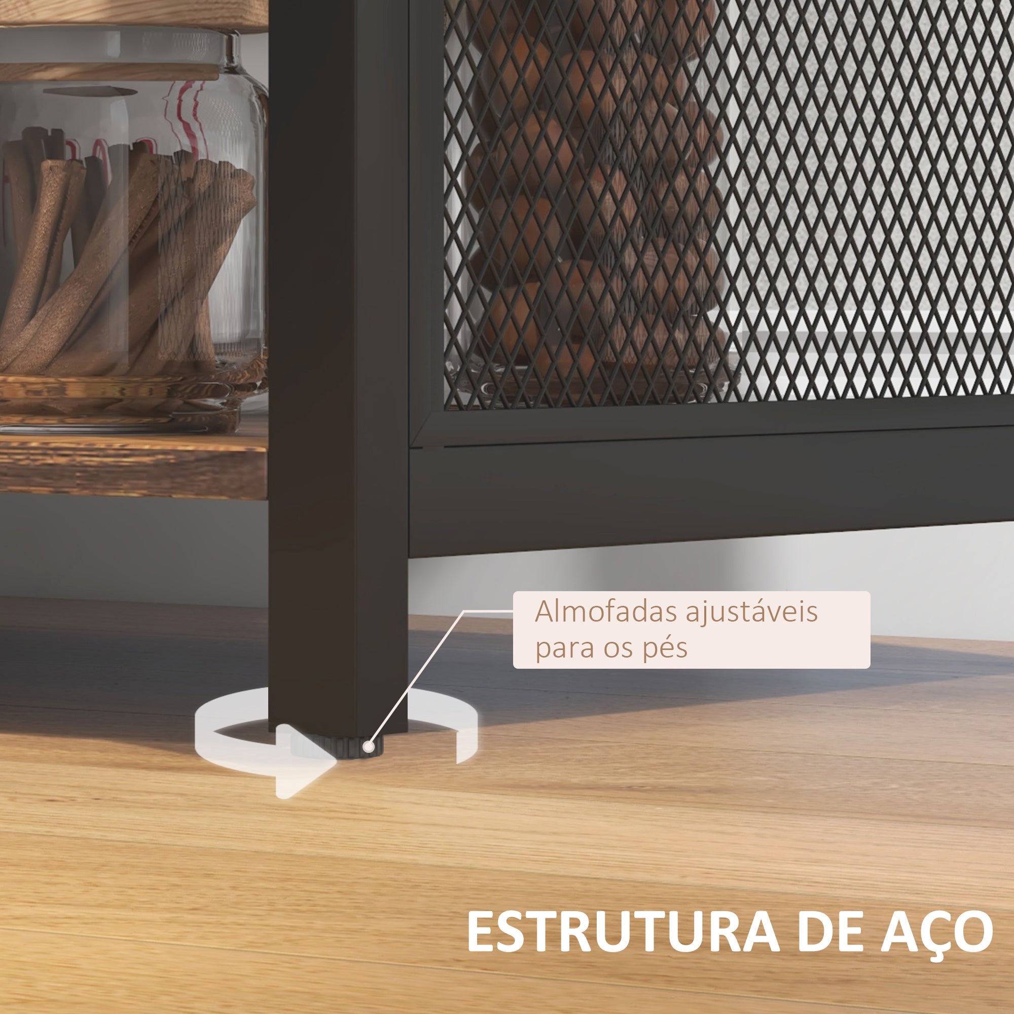 Aparador de Cozinha Industrial com 6 Prateleiras 120x40x76 cm - Castanho Rústico