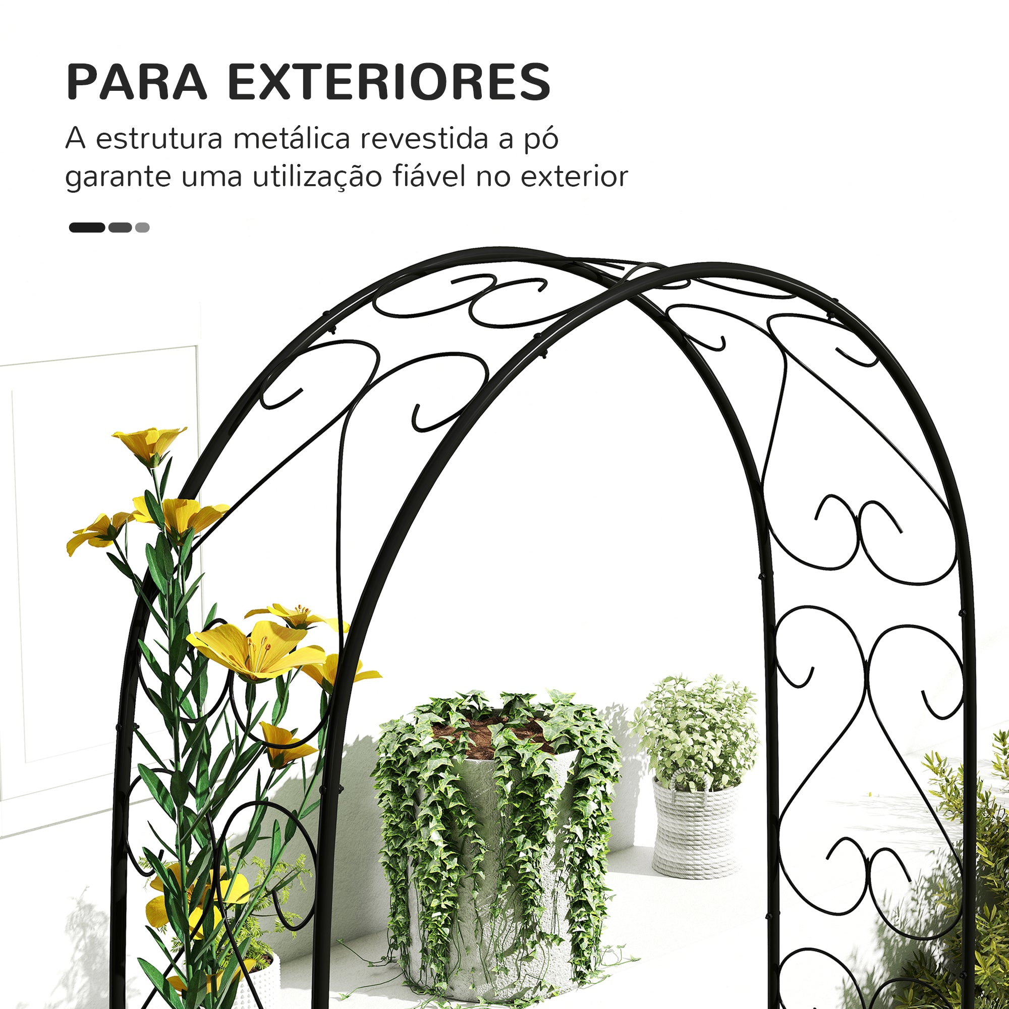 Arco de Jardim em Aço para Decoração Espiral de Coração 125x37x230 cm - Preto