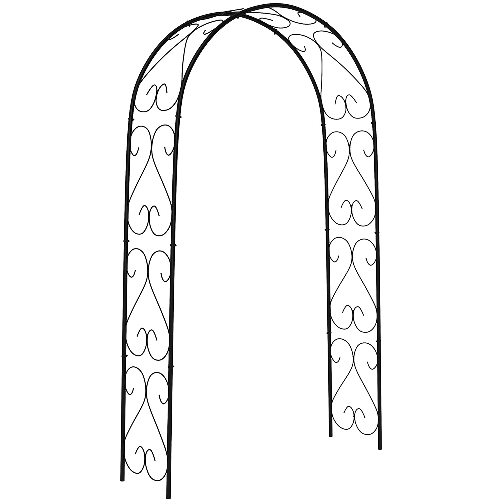 Arco de Jardim em Aço para Decoração Espiral de Coração 125x37x230 cm - Preto