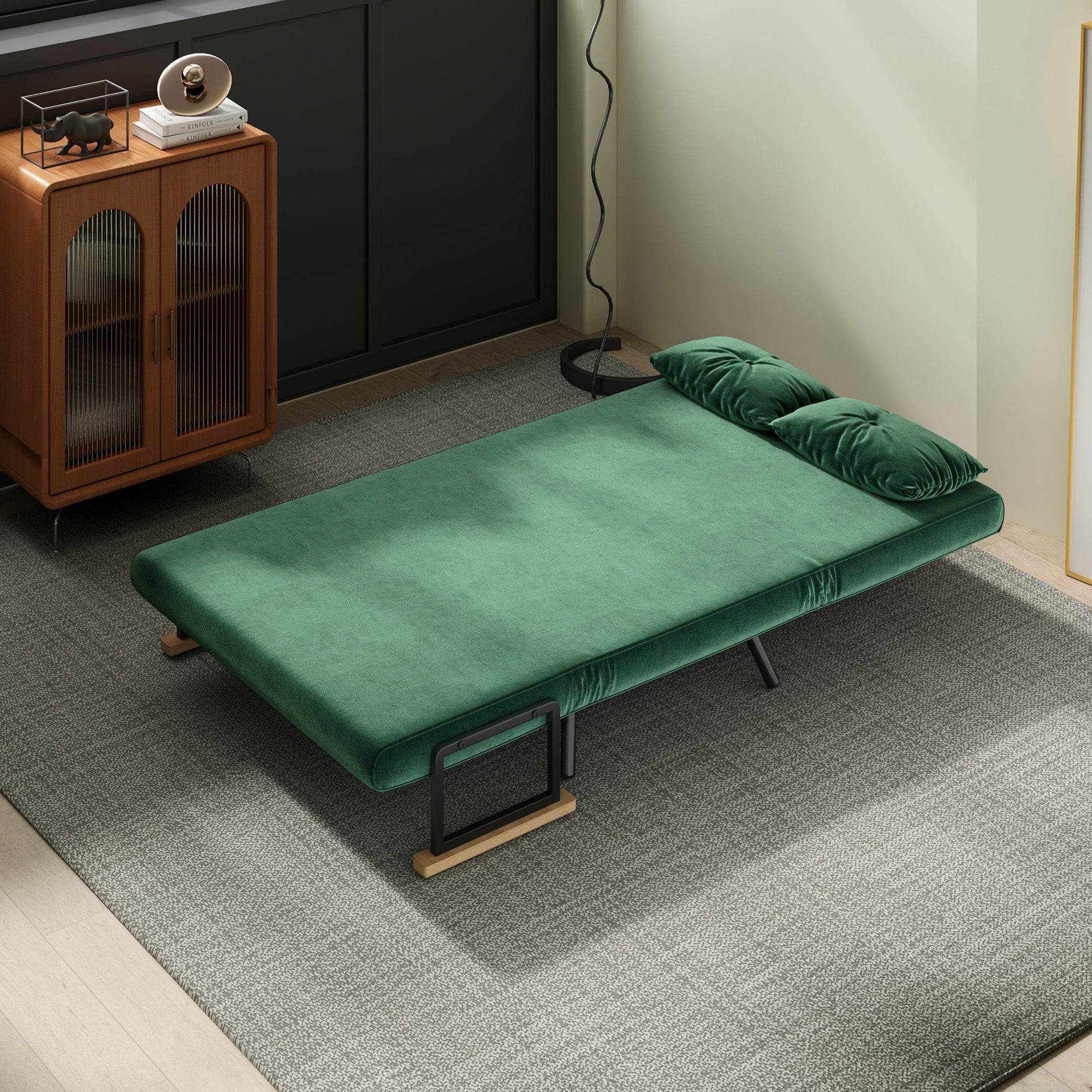Sofá Cama Verde Convertível em Cama de 2 Lugares 102x73x81 cm