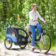 Reboque de Bicicleta para Crianças 2 Lugares Azul 140x88x90 cm