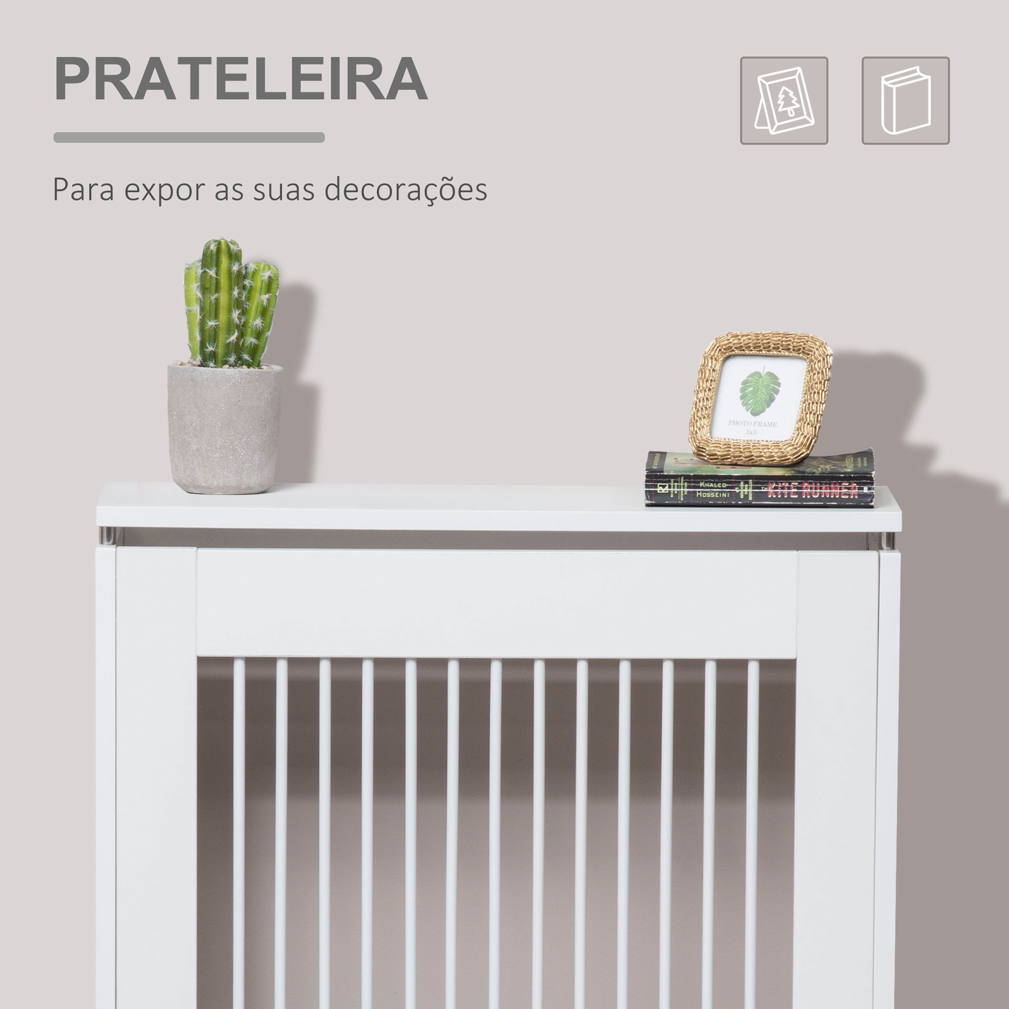 Cobertura de Radiador Moderna em MDF – 60x18x84 cm – Branco