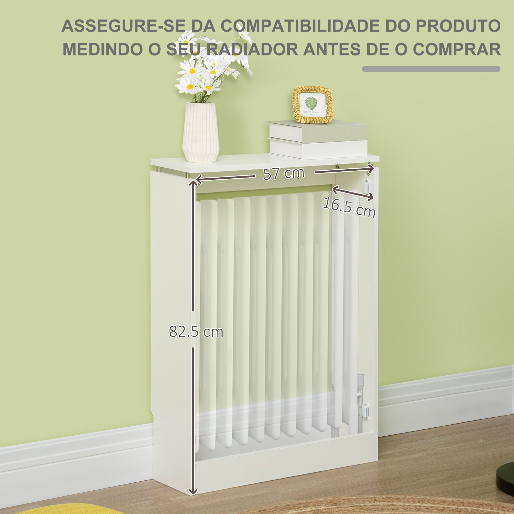 Cobertura de Radiador Moderna em MDF – 60x18x84 cm – Branco