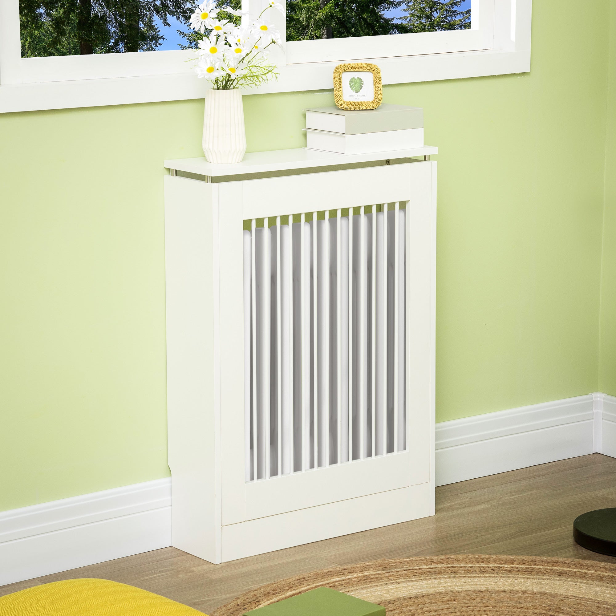 Cobertura de Radiador Moderna em MDF – 60x18x84 cm – Branco