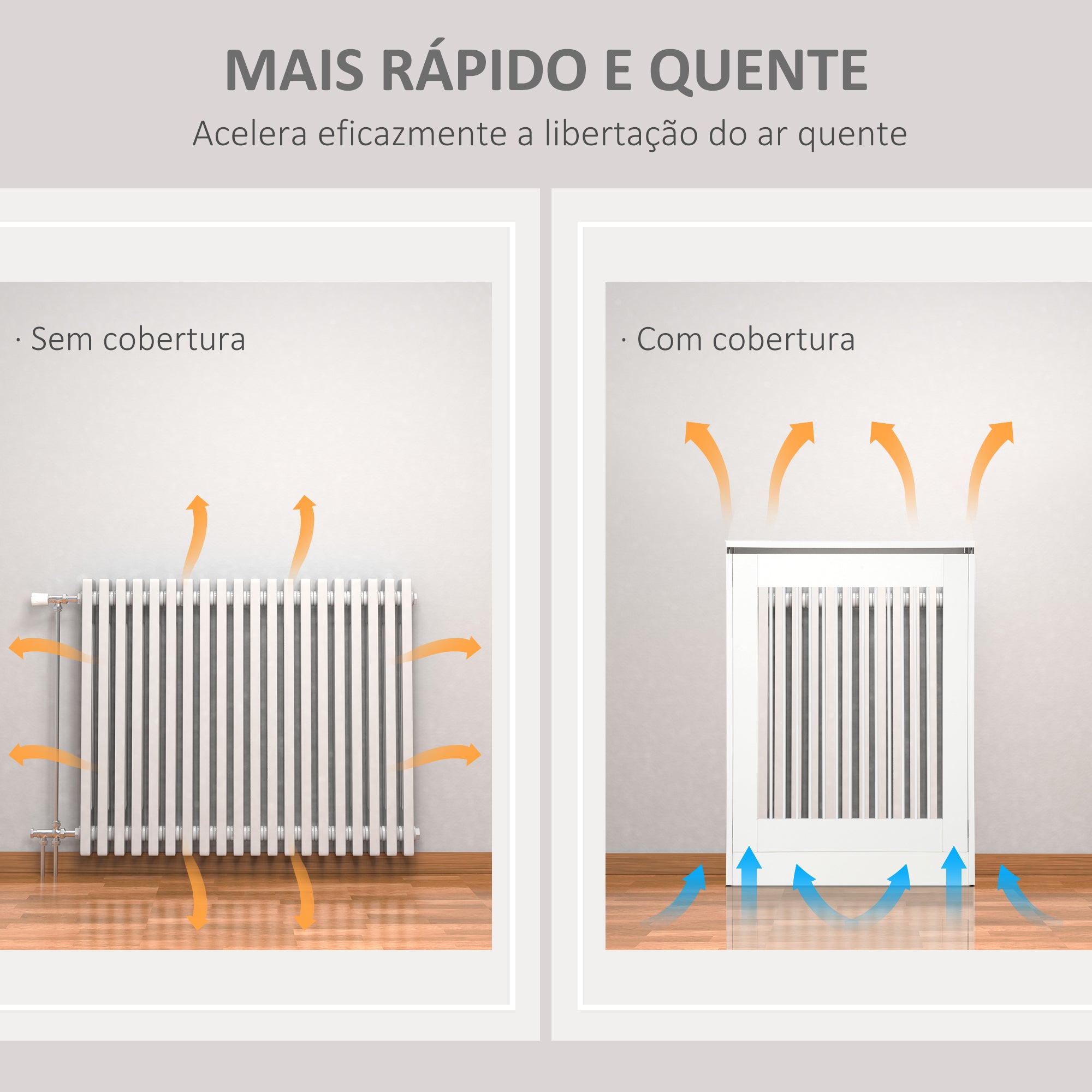 Cobertura de Radiador Moderna em MDF – 60x18x84 cm – Branco