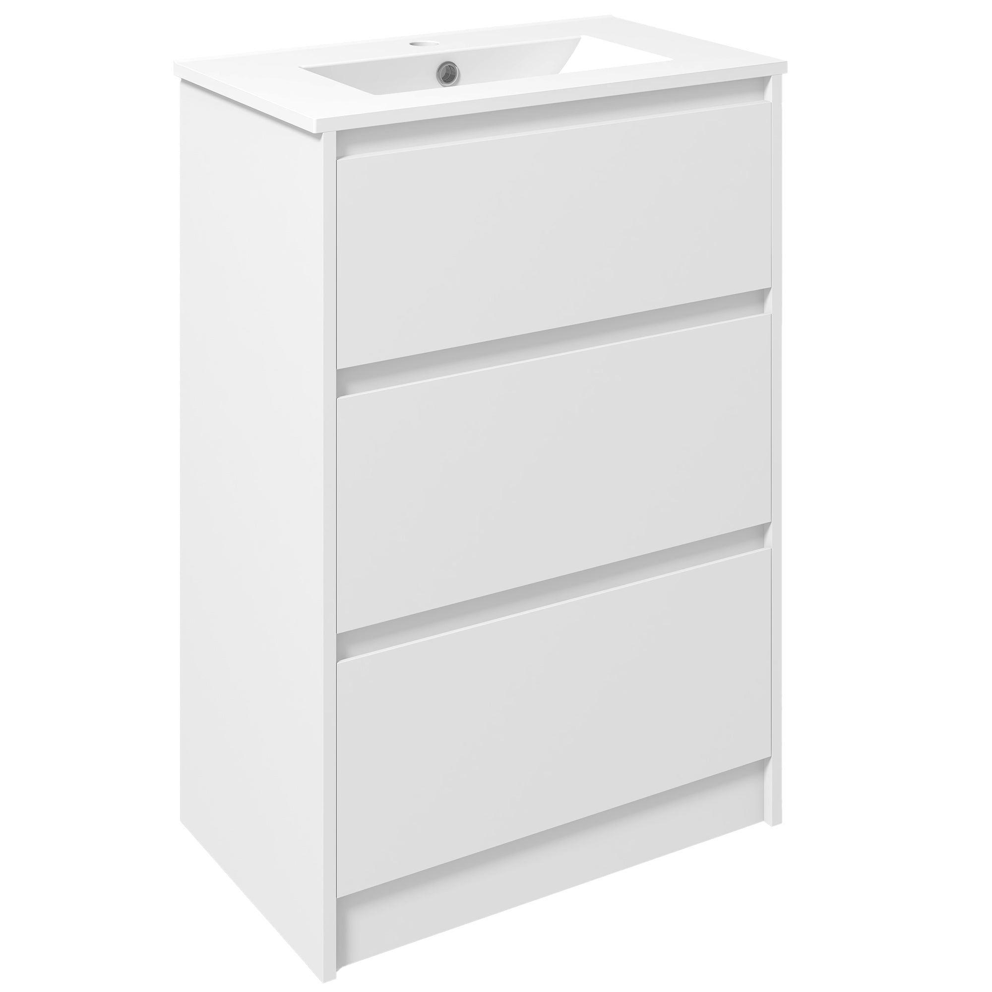 Armário de Casa de Banho com Lavatório 61x37x88 cm - Branco de Alto Brilho