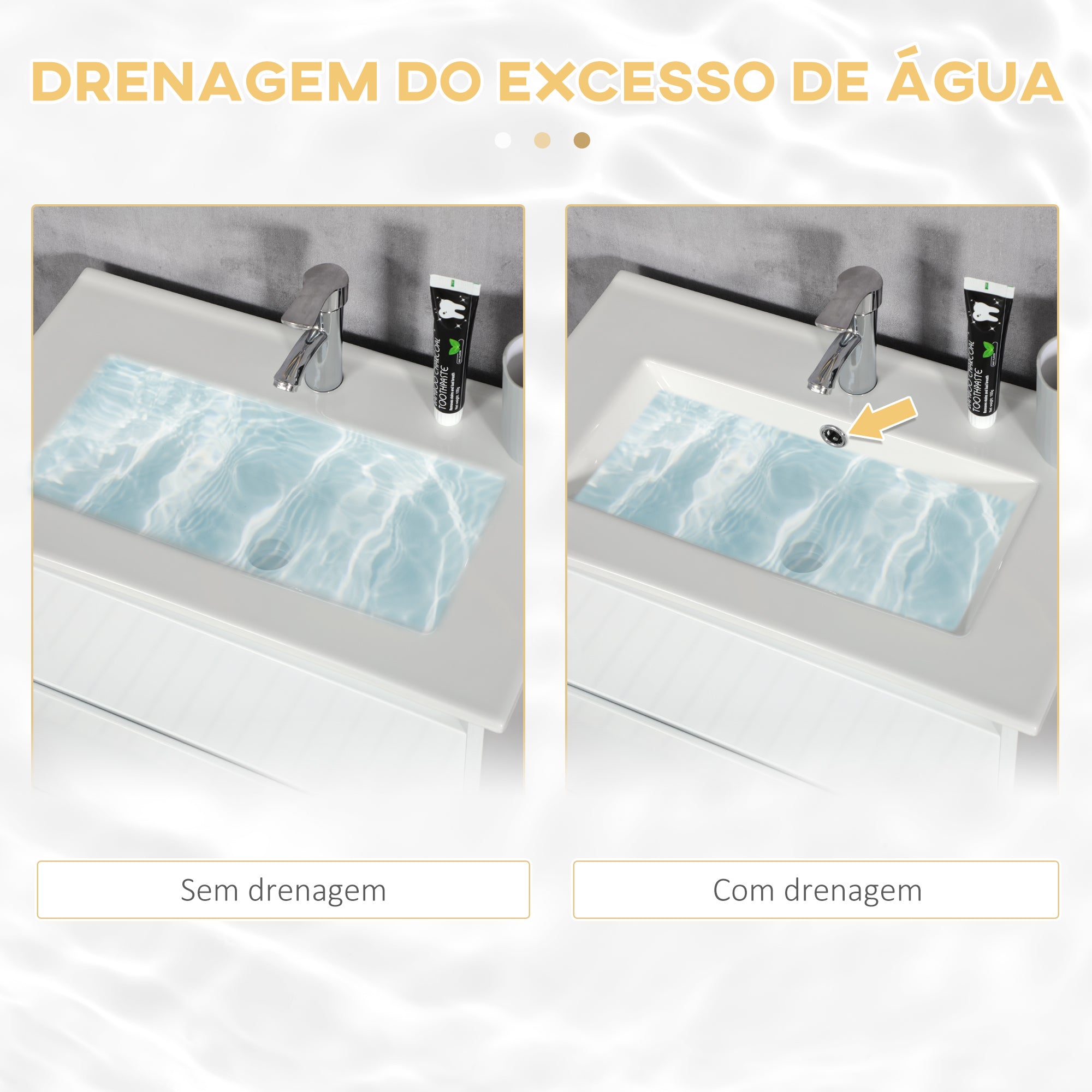 Armário de Casa de Banho com Lavatório 61x37x88 cm - Branco de Alto Brilho