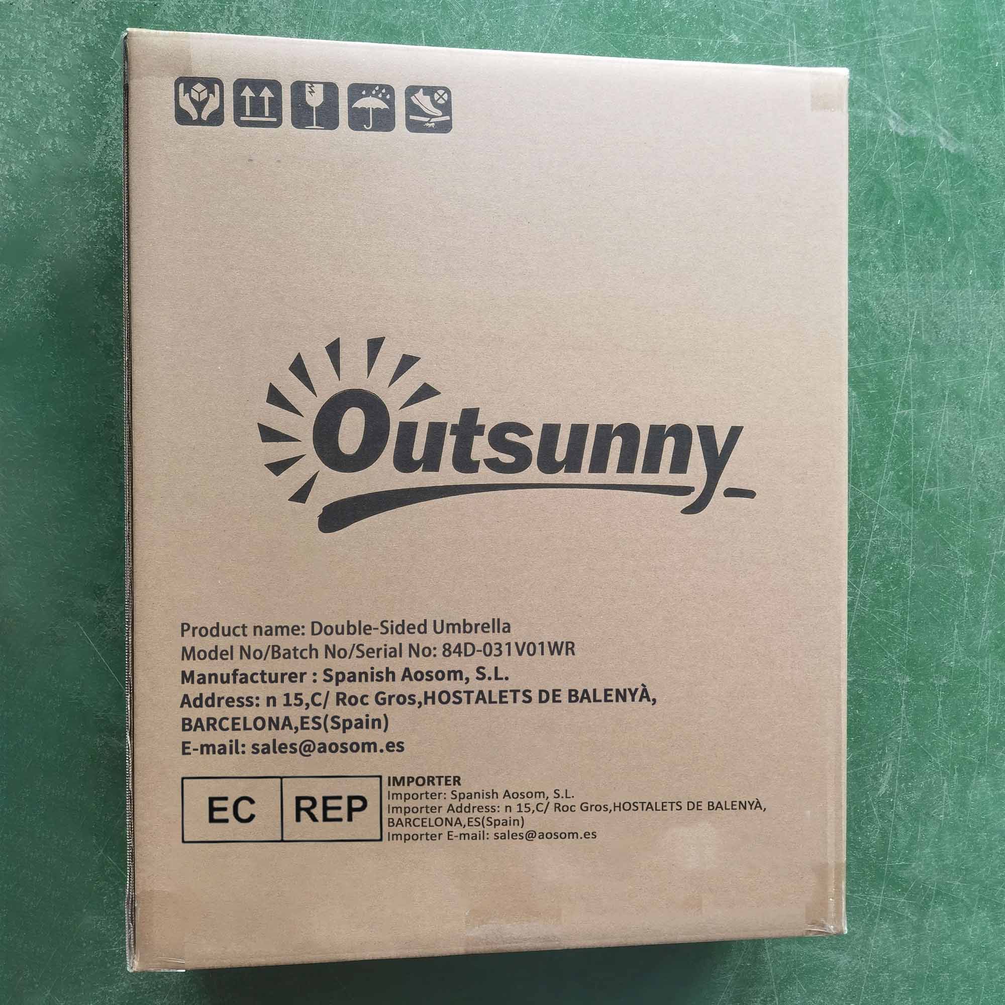 Chapéu de Sol Duplo Vermelho 4,55x2,65x2,38 m - Proteção UV e Resistente à Água