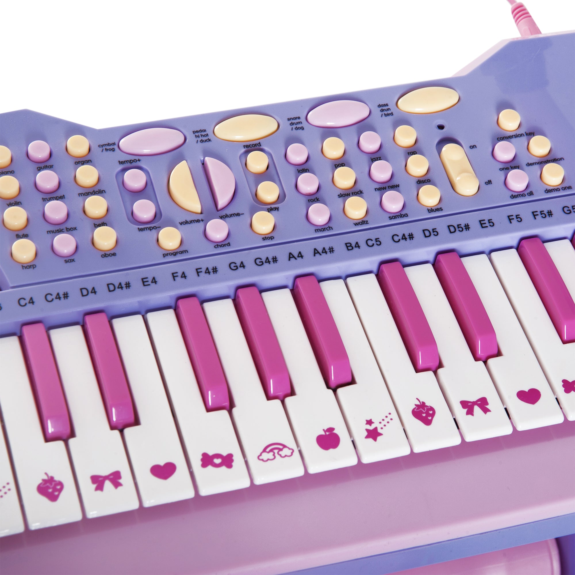 Piano Infantil Eletrónico com Microfone e Luzes - 55x27x83 cm (Rosa)