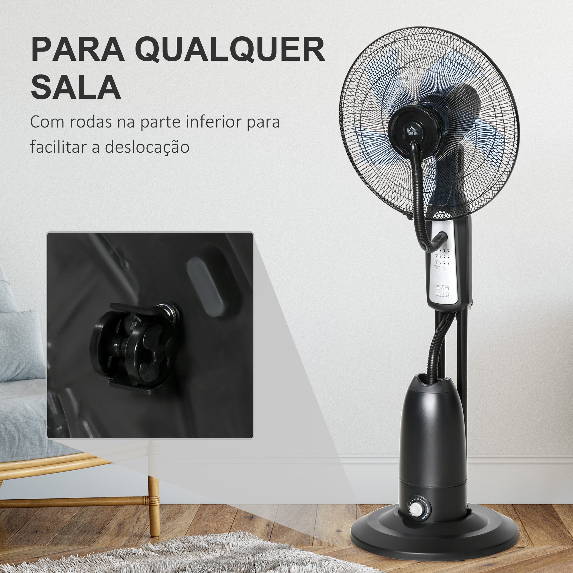 Ventoinha Nebulizadora Ø44,5x120 cm Preto