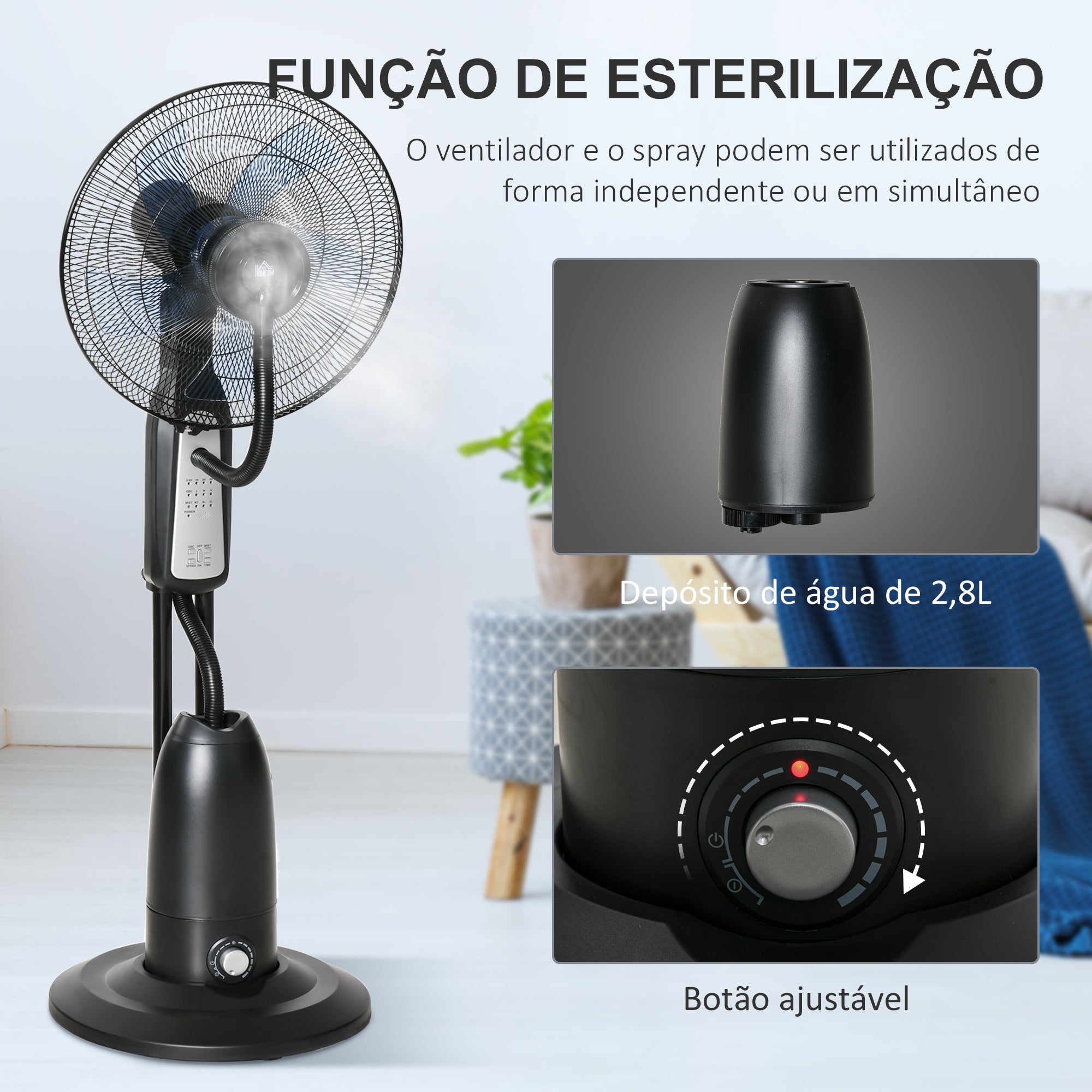 Ventoinha Nebulizadora Ø44,5x120 cm Preto