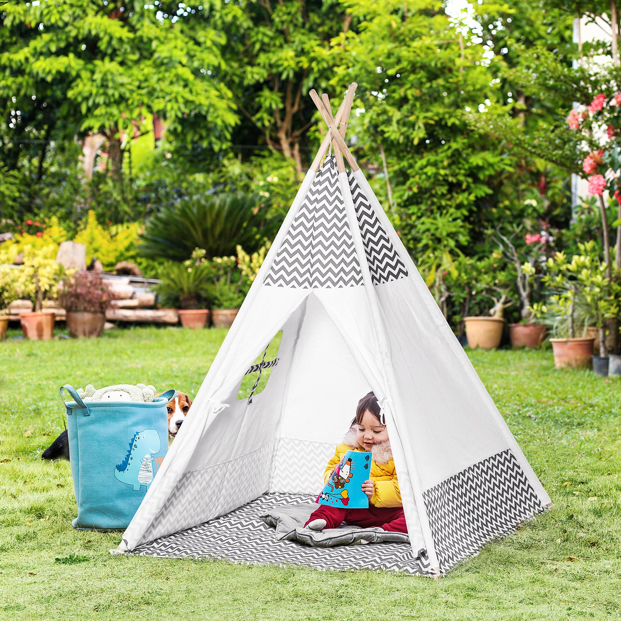 Tenda Tipi Infantil 120x120x155cm em Cinza Claro
