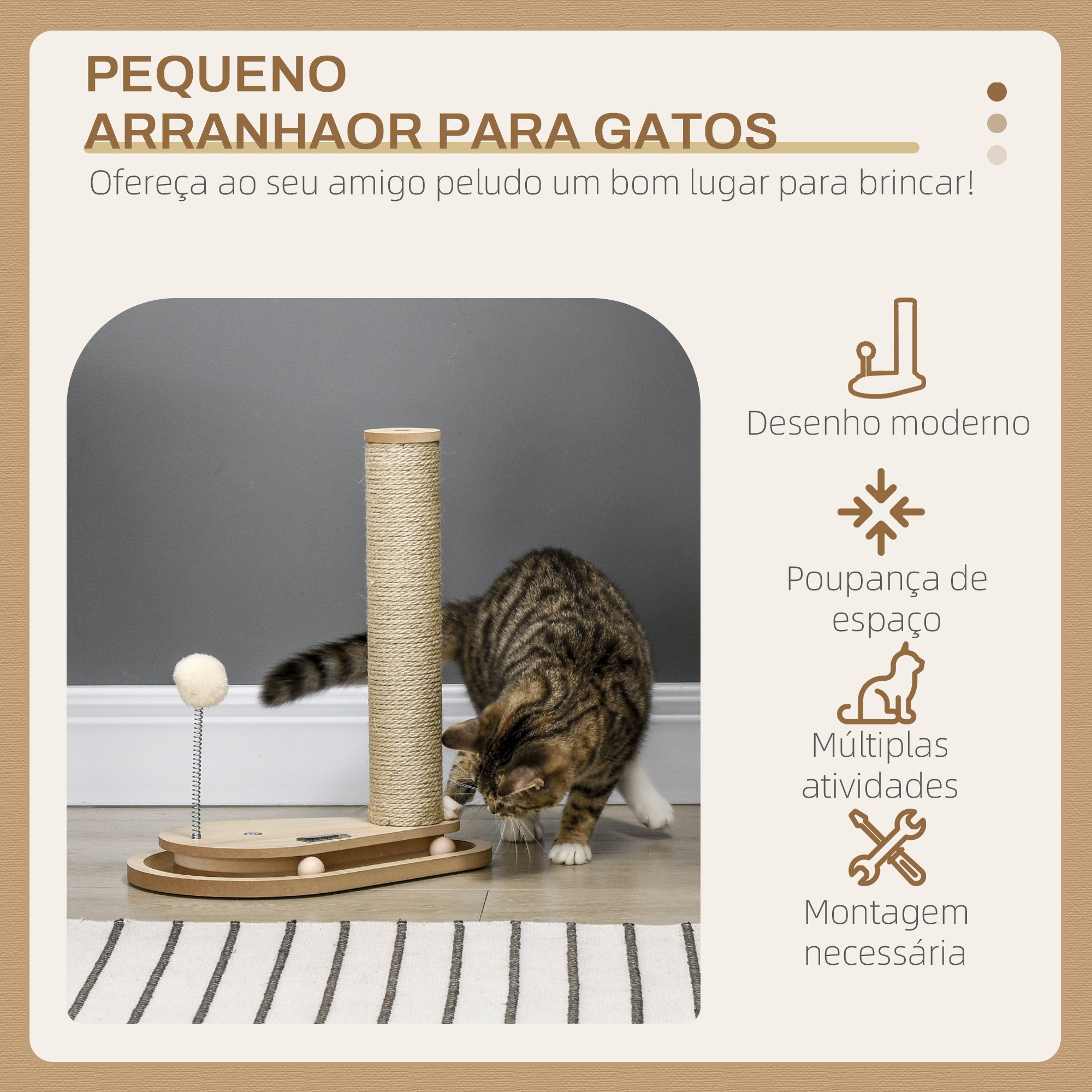 Arranhador para Gatos 35x23x40 cm Cor de Carvalho