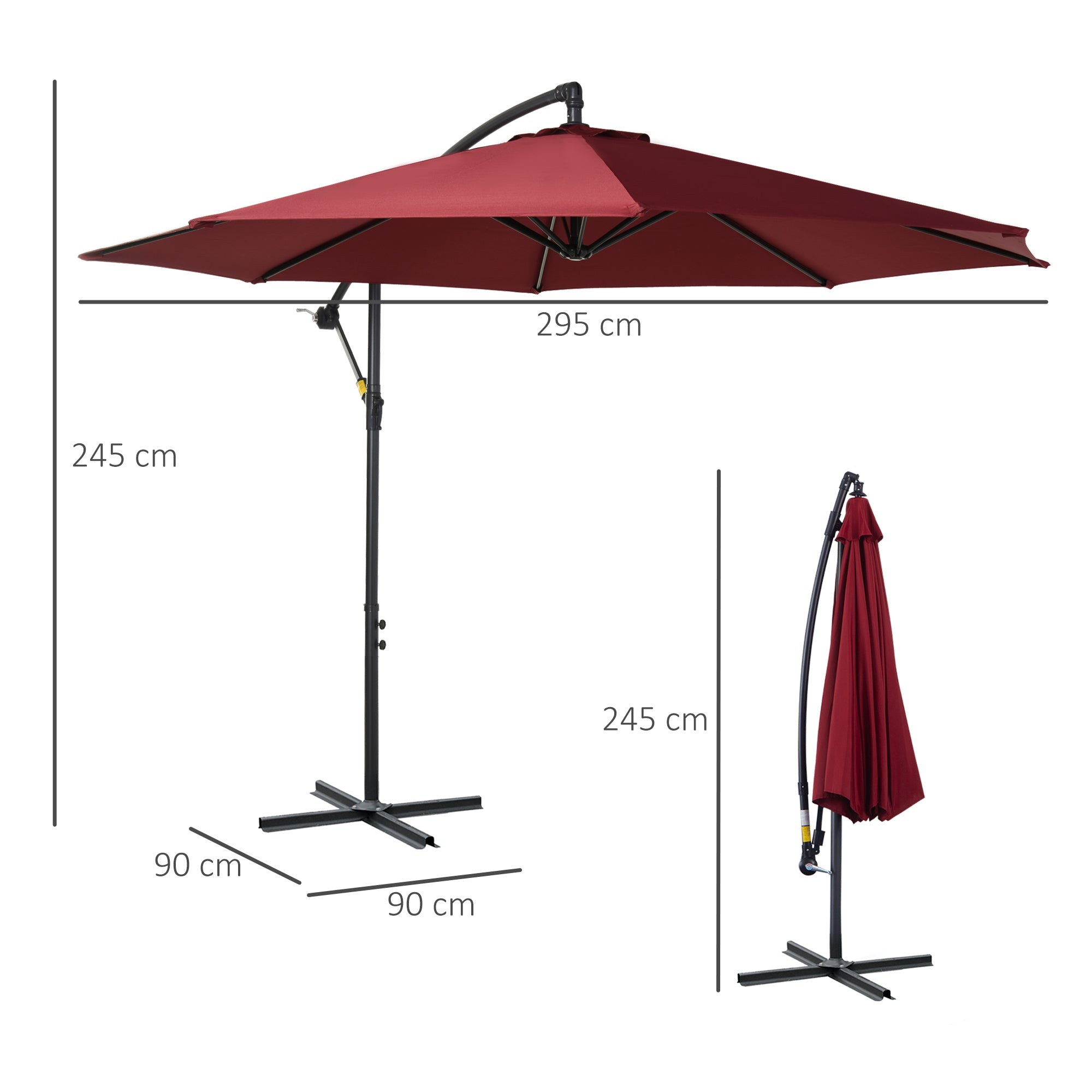 Guarda-Sol de Jardim Vermelho Ø295x245 cm - Proteção Solar e Estrutura Resistente
