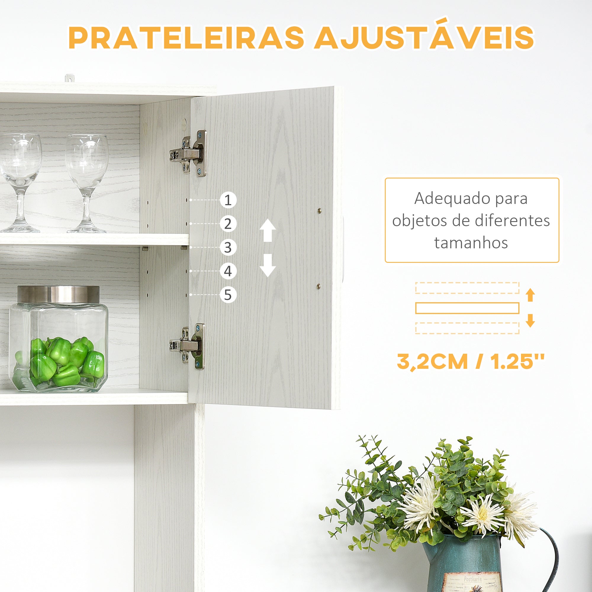 Armário de Cozinha Branco 71x71x178 cm com Gaveta e Prateleira Ajustável