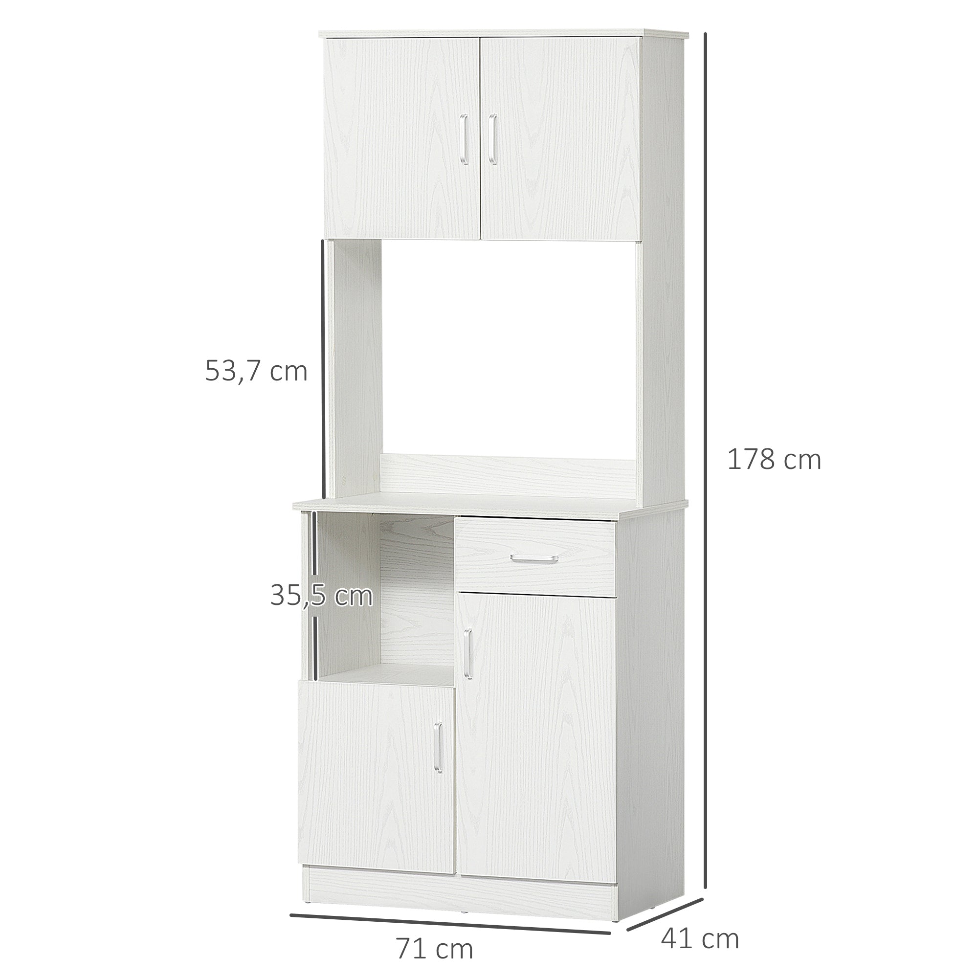 Armário de Cozinha Branco 71x71x178 cm com Gaveta e Prateleira Ajustável