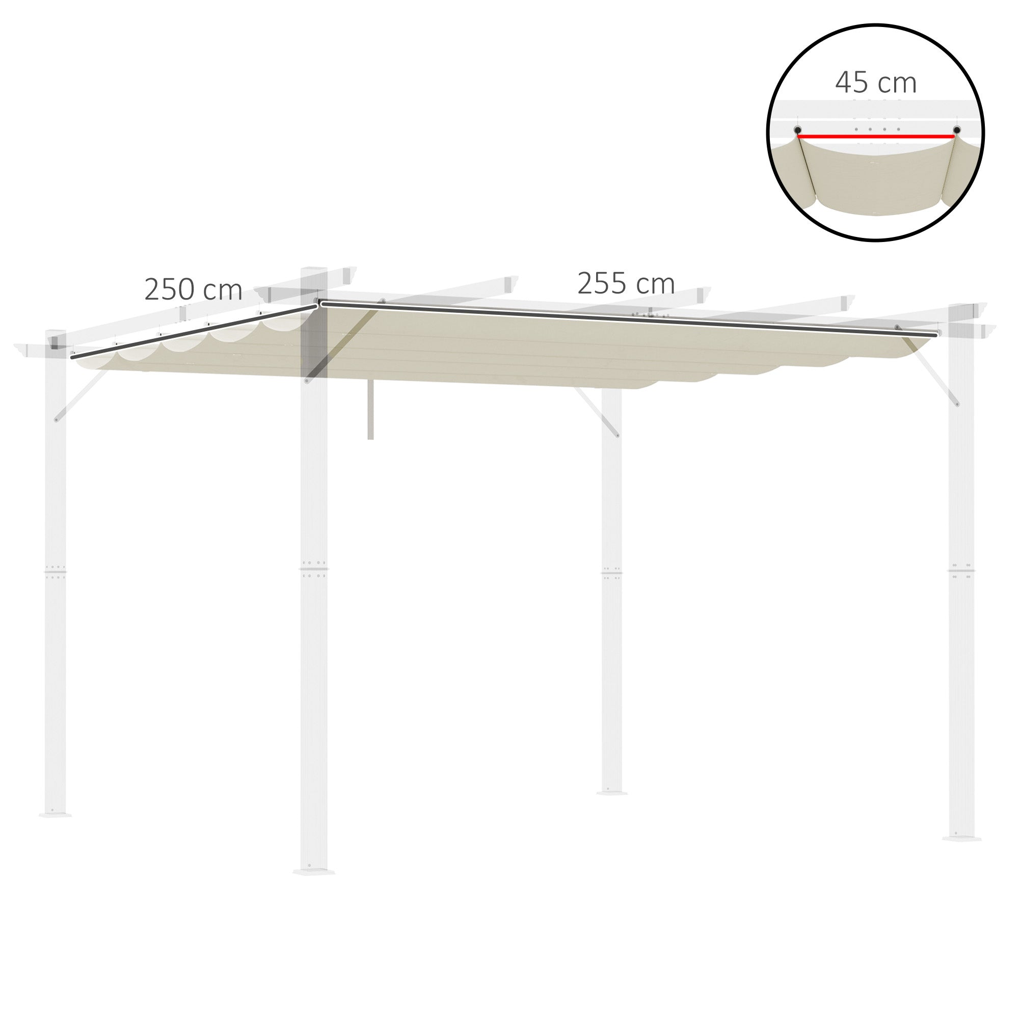 Cobertura para Pérgola 250x255 cm Creme Branco