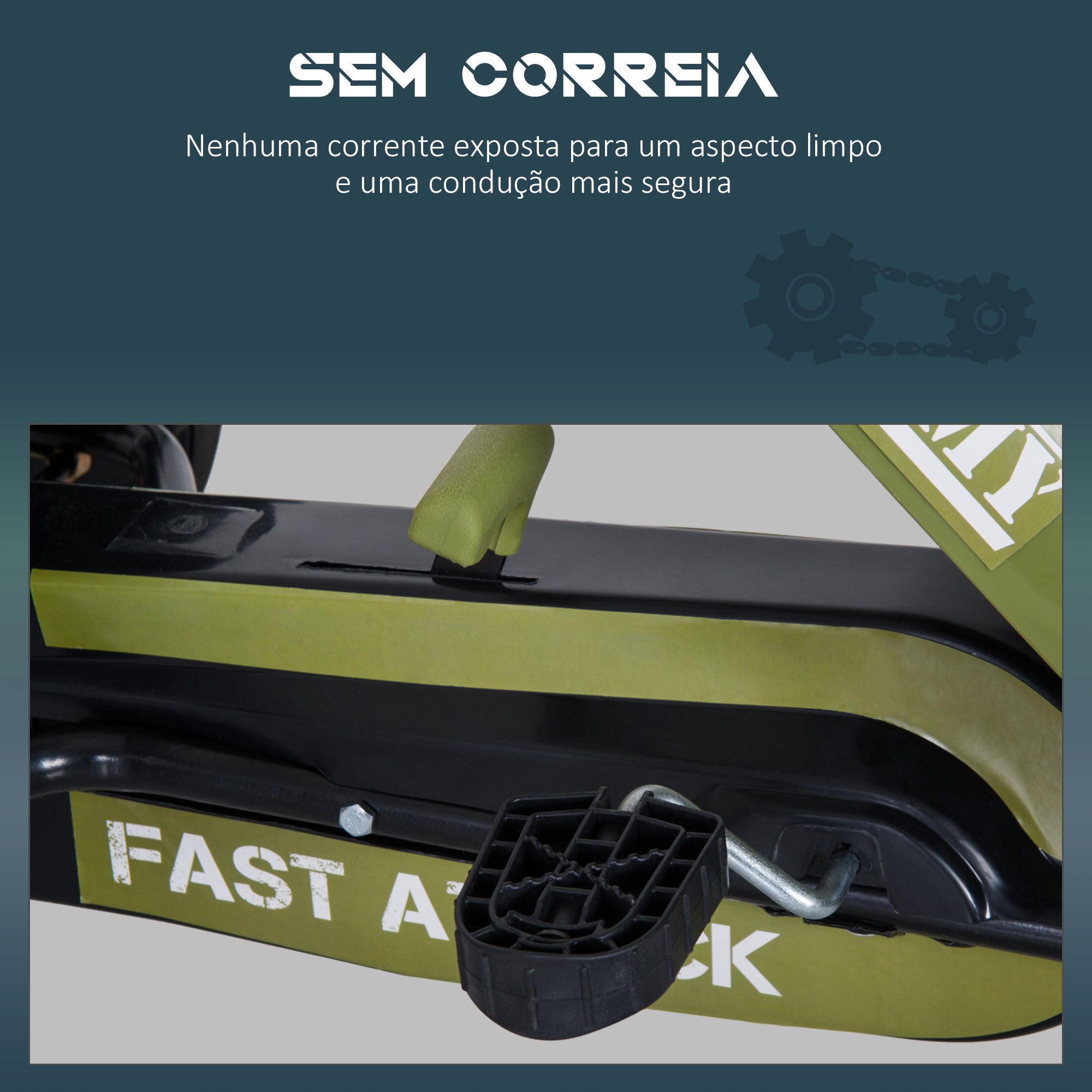 Kart a Pedais com Assento Ajustável 99x65x56 cm Negro e Verde