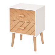 Mesa de Cabeceira com 2 Gavetas 40x30x55,5 cm - Branco e Madeira