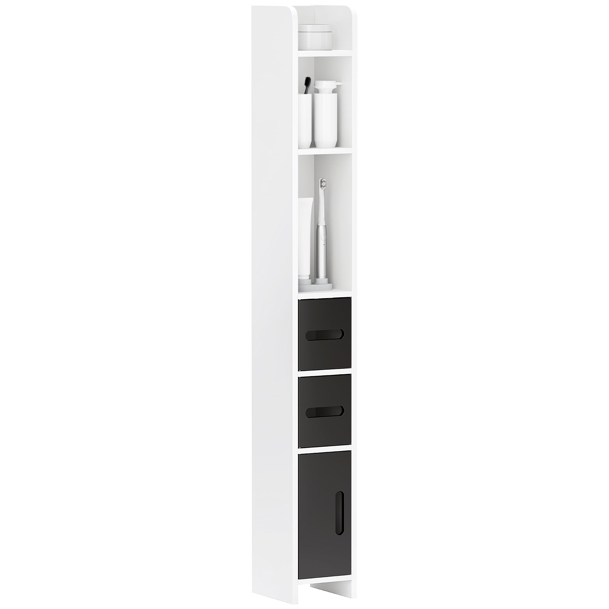 Coluna Casa de Banho Moderna 15x17x120 cm - Branco e Preto