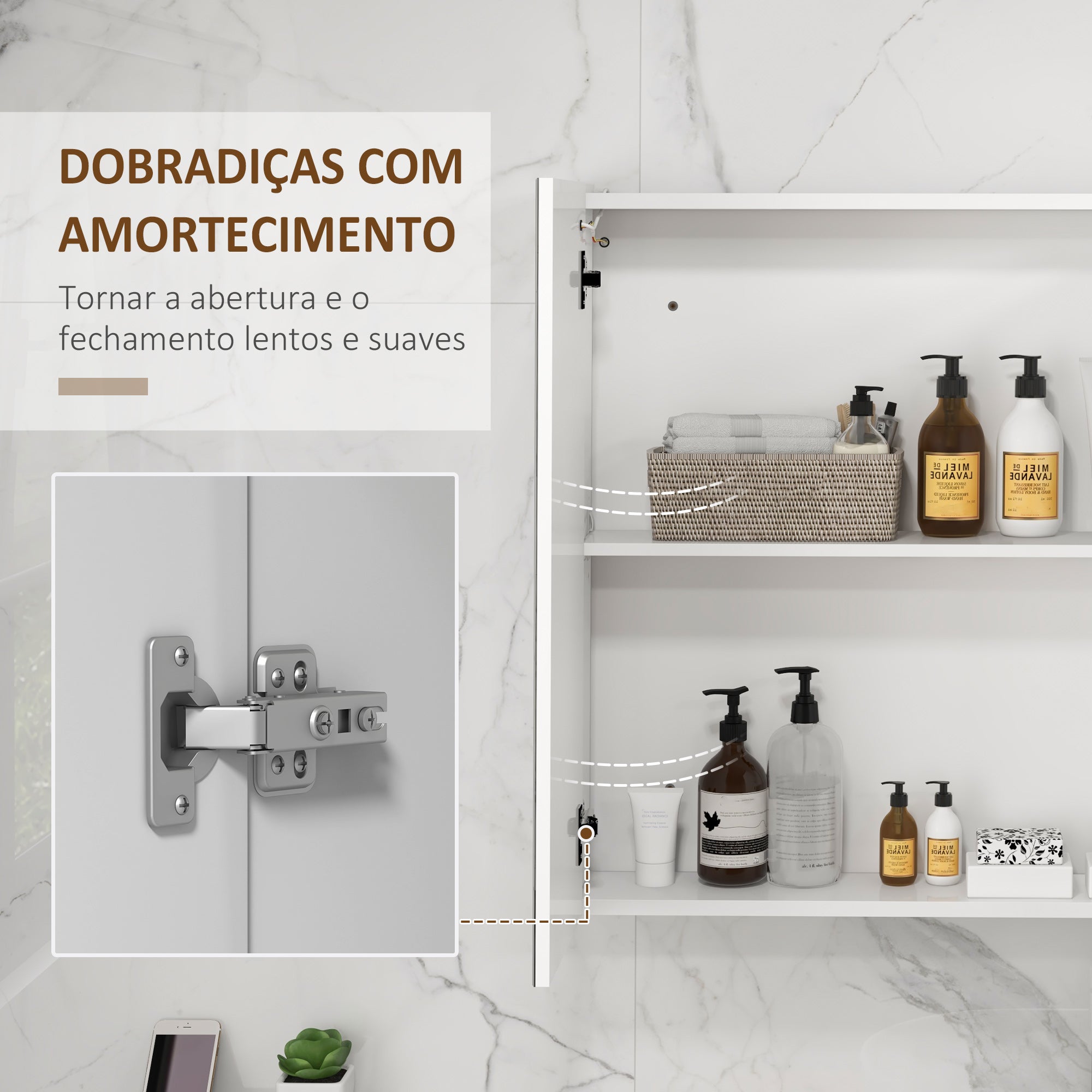 Armário Casa de Banho LED com Espelho 90x15x70 cm - Branco