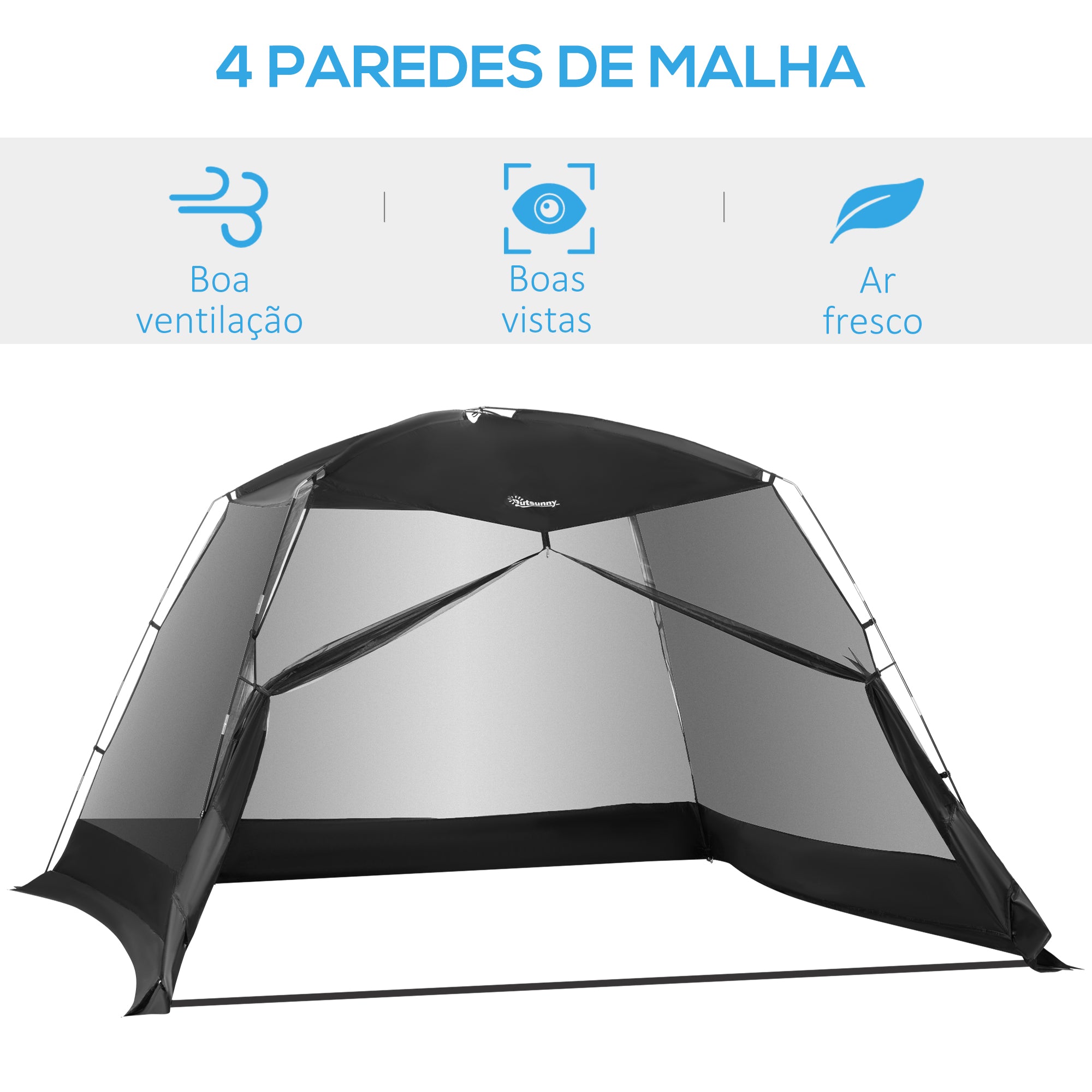 Tenda de Jardim 300x300x200 cm Cor Preto