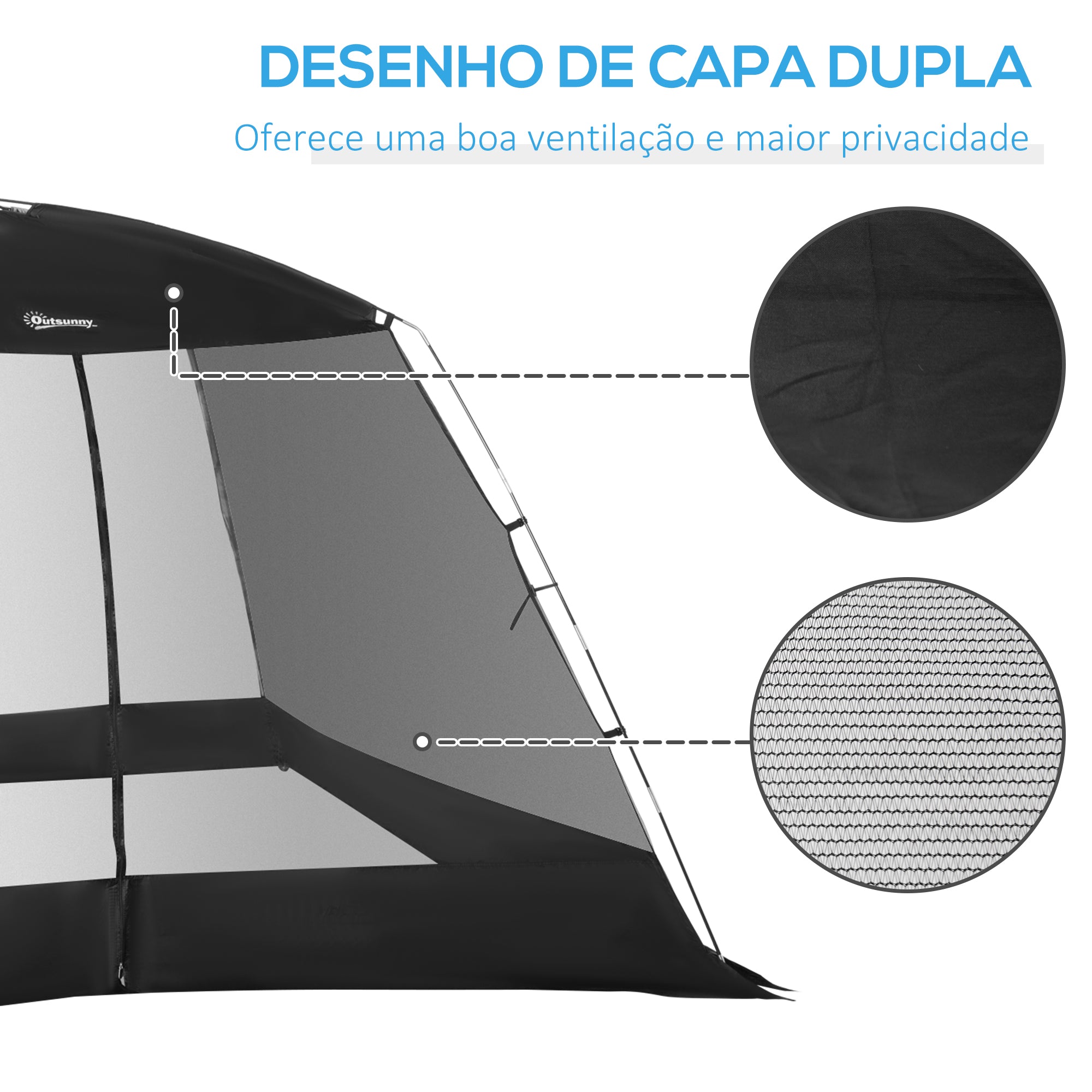 Tenda de Jardim 300x300x200 cm Cor Preto