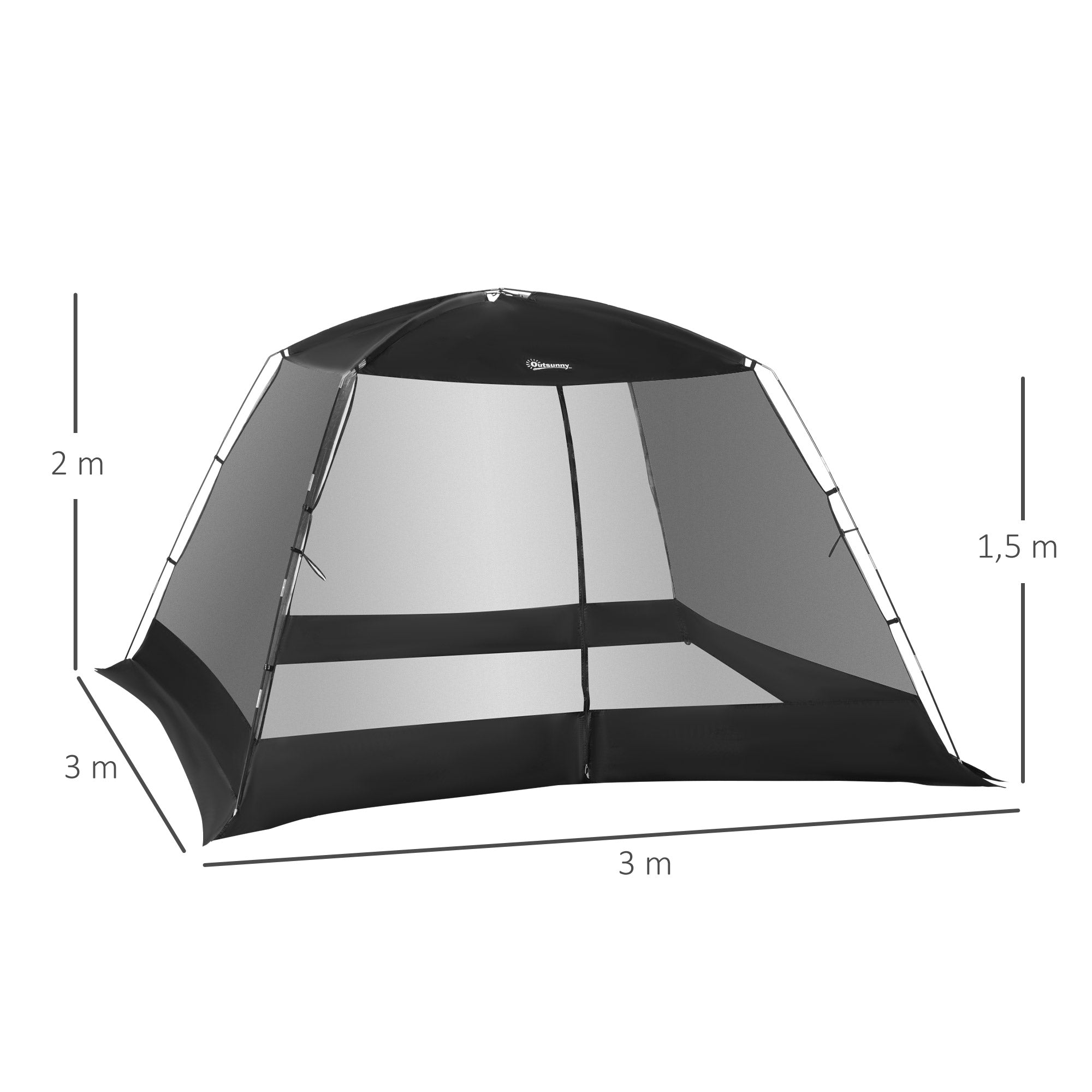 Tenda de Jardim 300x300x200 cm Cor Preto