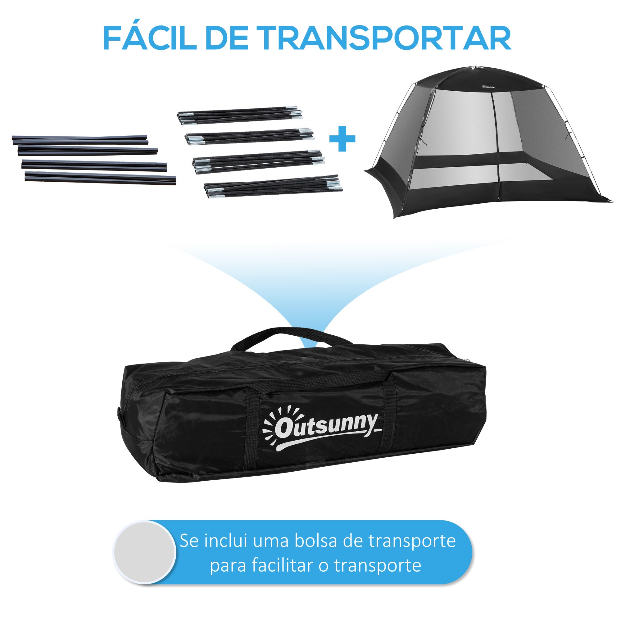 Tenda de Jardim 300x300x200 cm Cor Preto