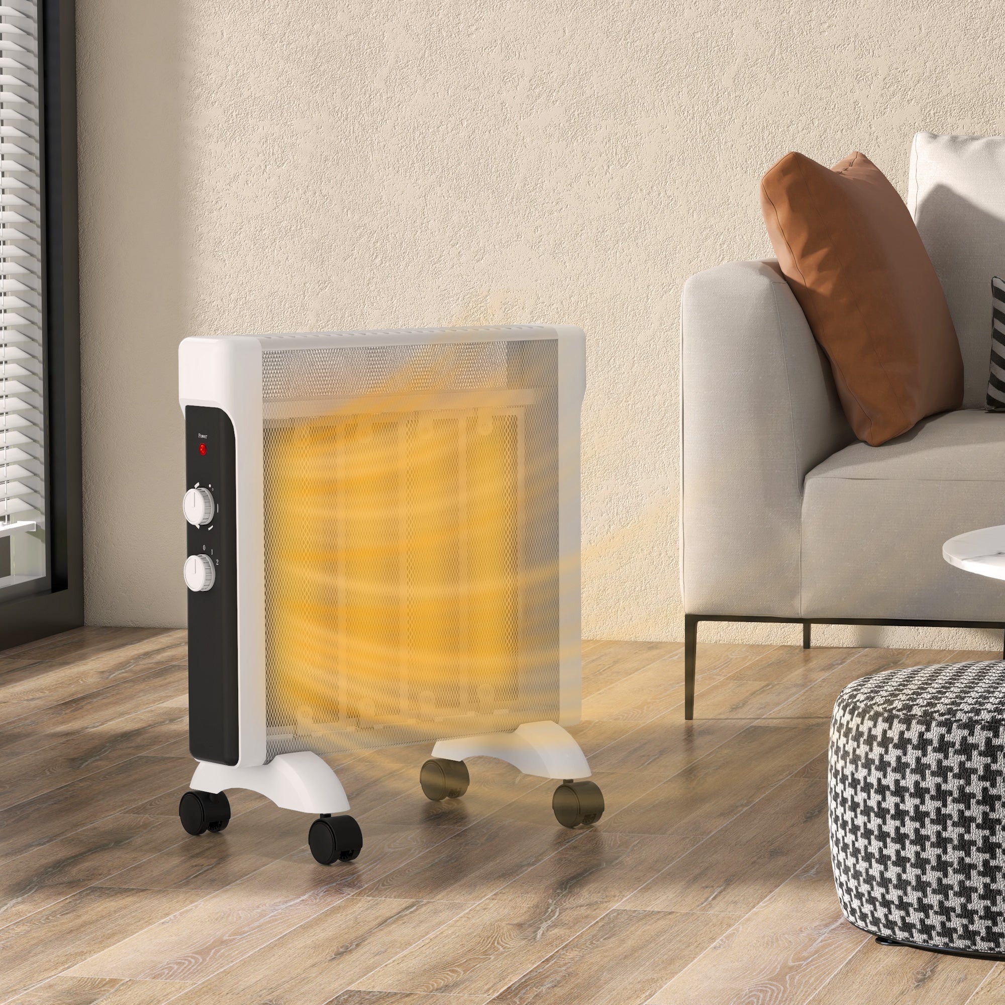 Aquecedor Elétrico de Mica Branco 26,5x55x61,5 cm - 1000W/2000W