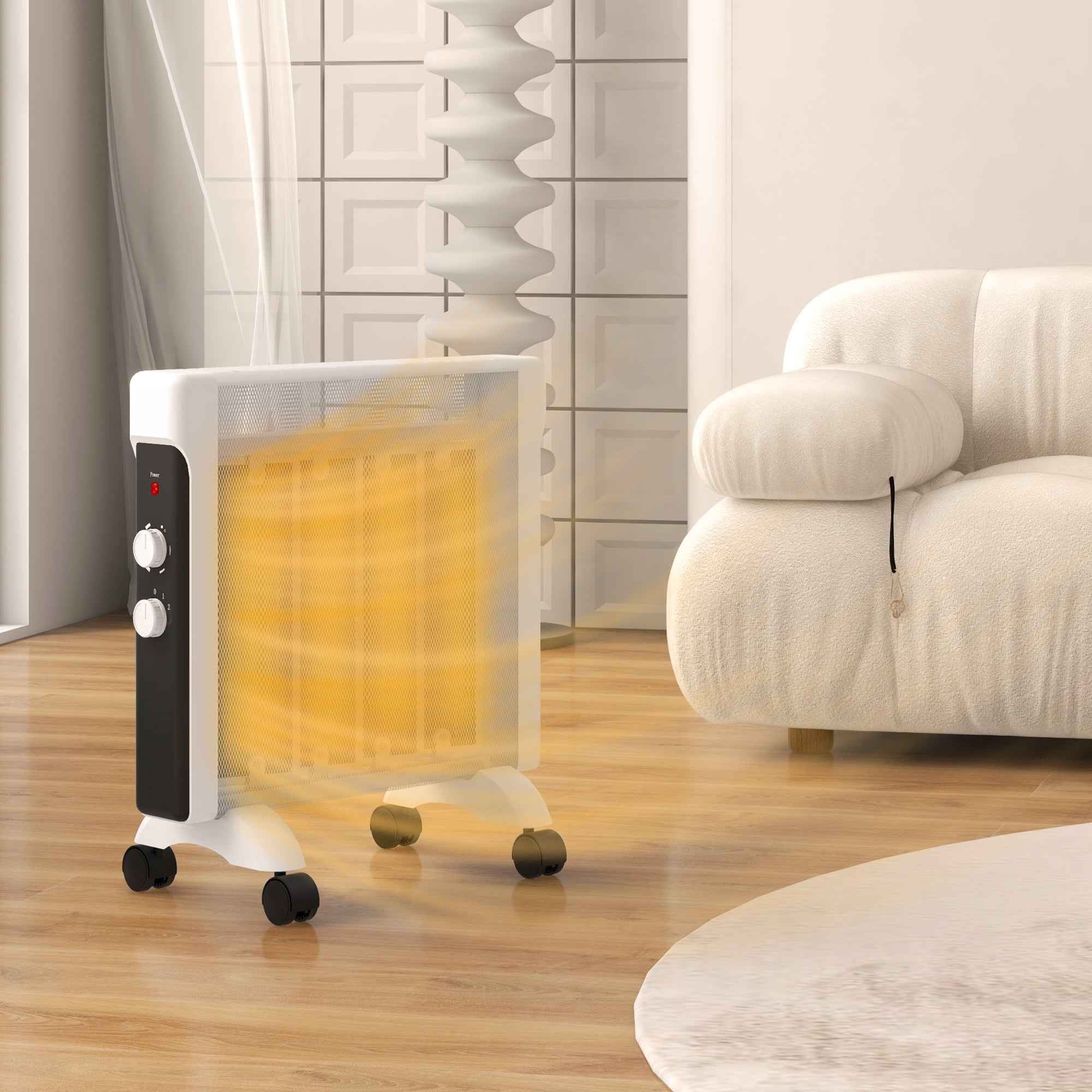 Aquecedor Elétrico de Mica Branco 26,5x55x61,5 cm - 1000W/2000W