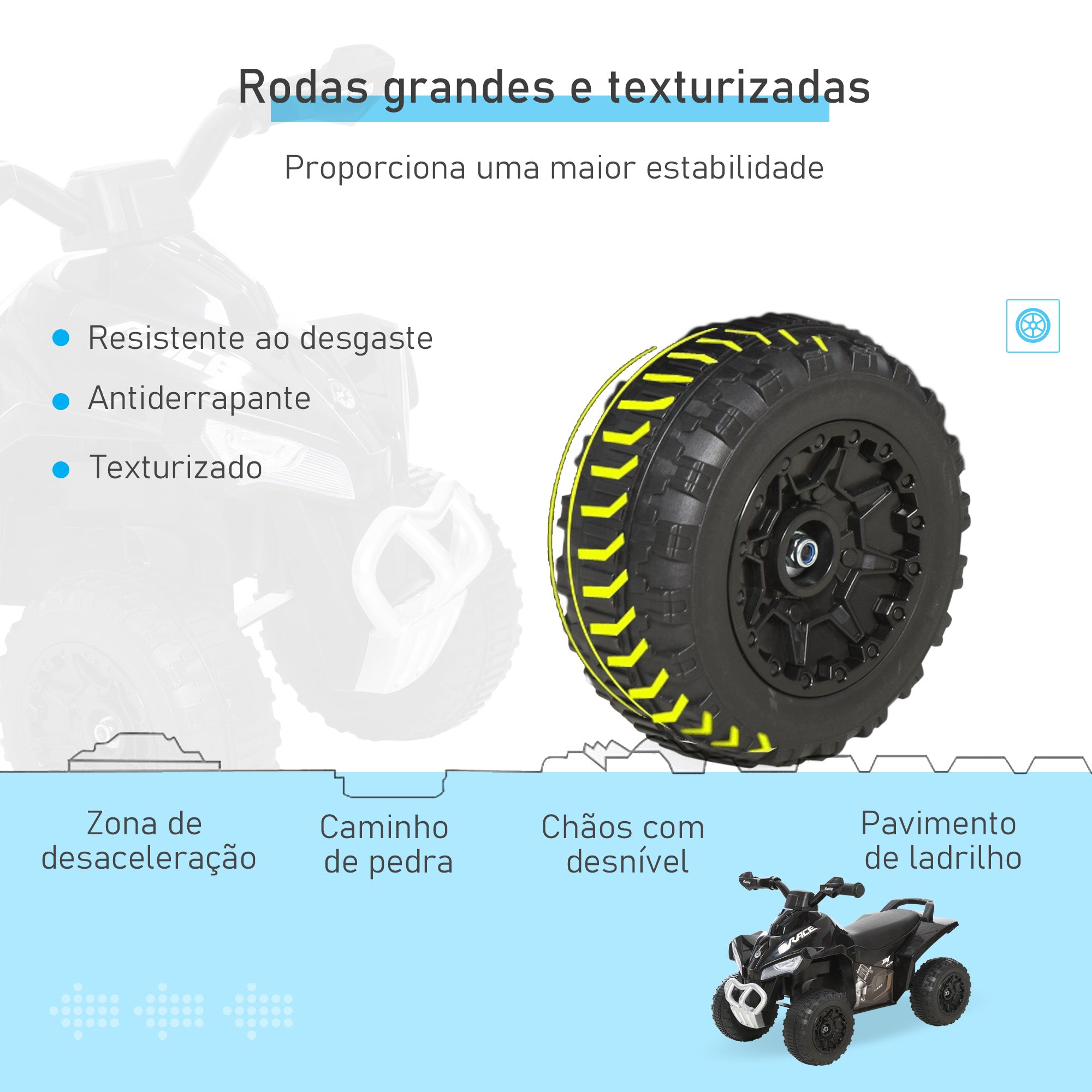 Quadriciclo Infantil com Luzes e Música - 67,5x38x44 cm - Cor Preto