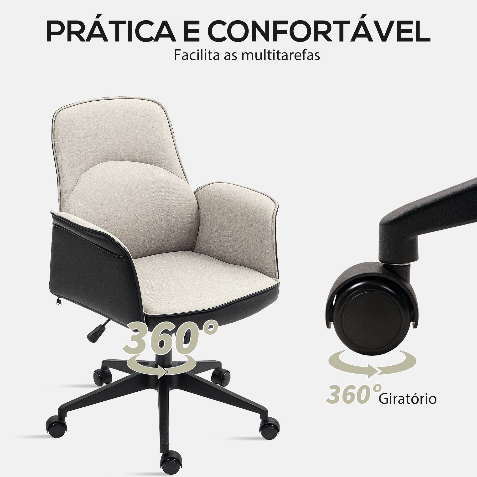 Cadeira de Escritório com Altura Ajustável 66x65x93-103 cm Bege