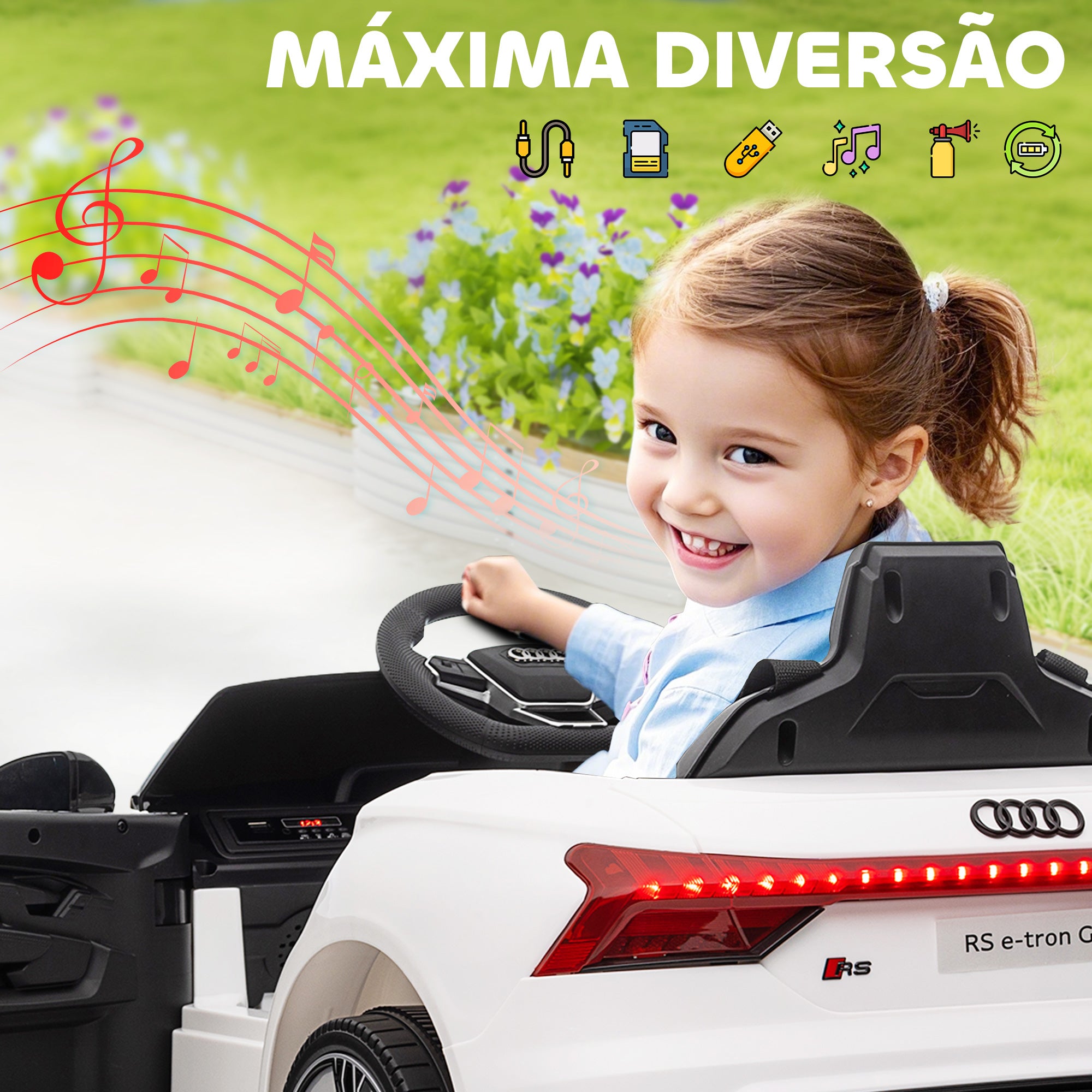 Carro Elétrico Infantil 12V 103x58x41 cm Branco