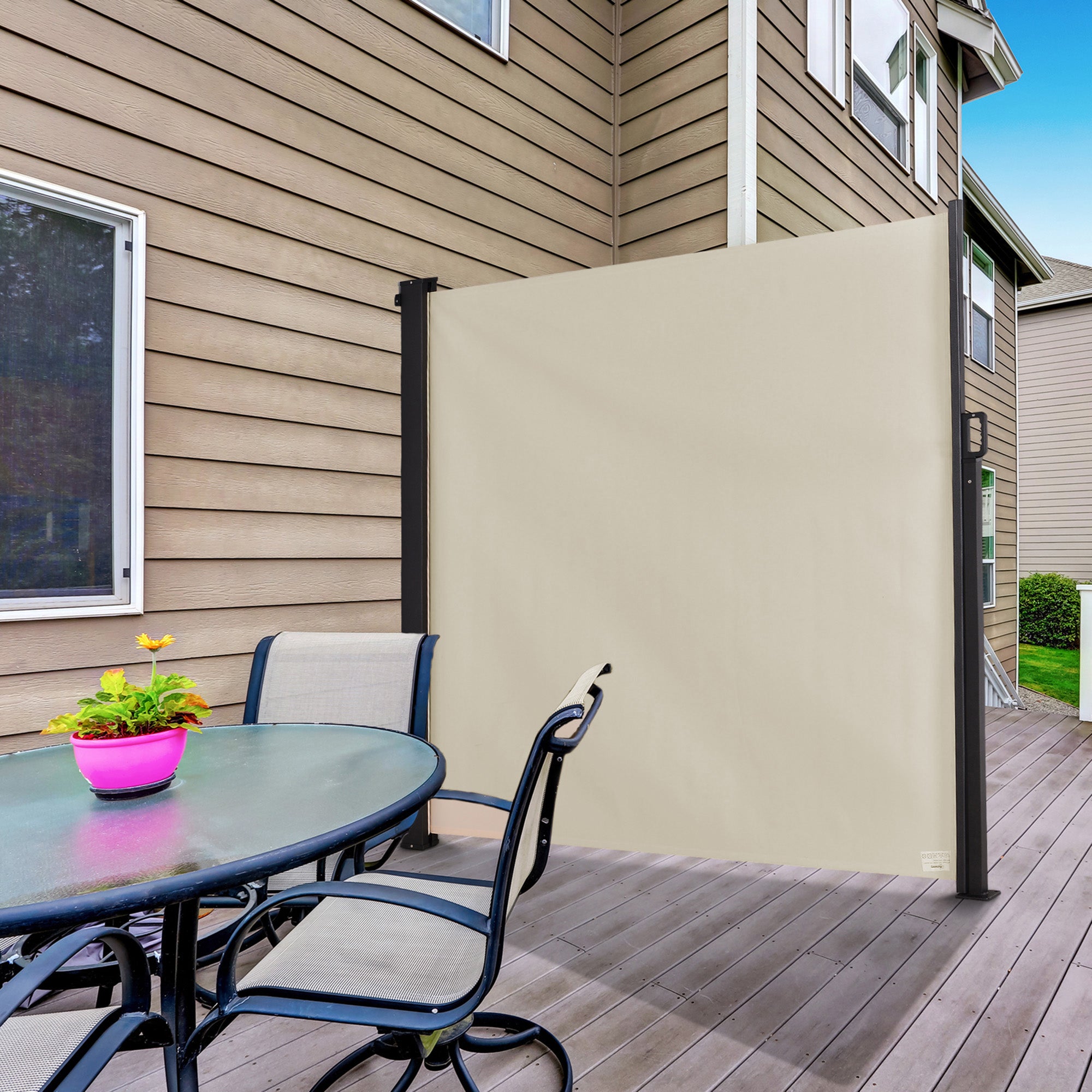 Toldo Lateral Retrátil Exterior 350x180cm Bege