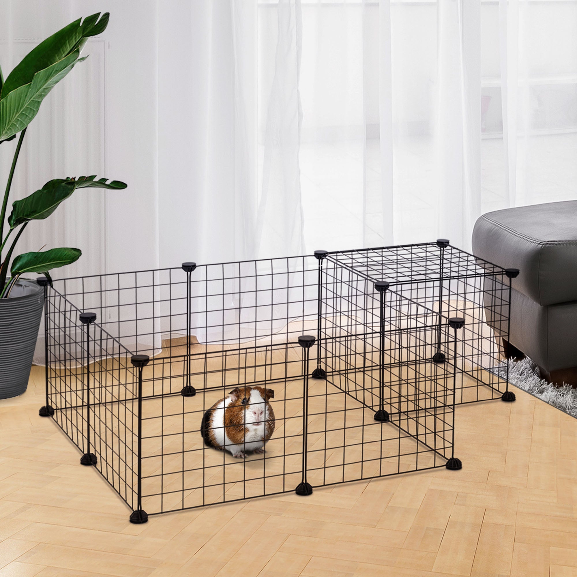 Recinto Metálico para Pequenos Animais 106x73x36 cm - Preto