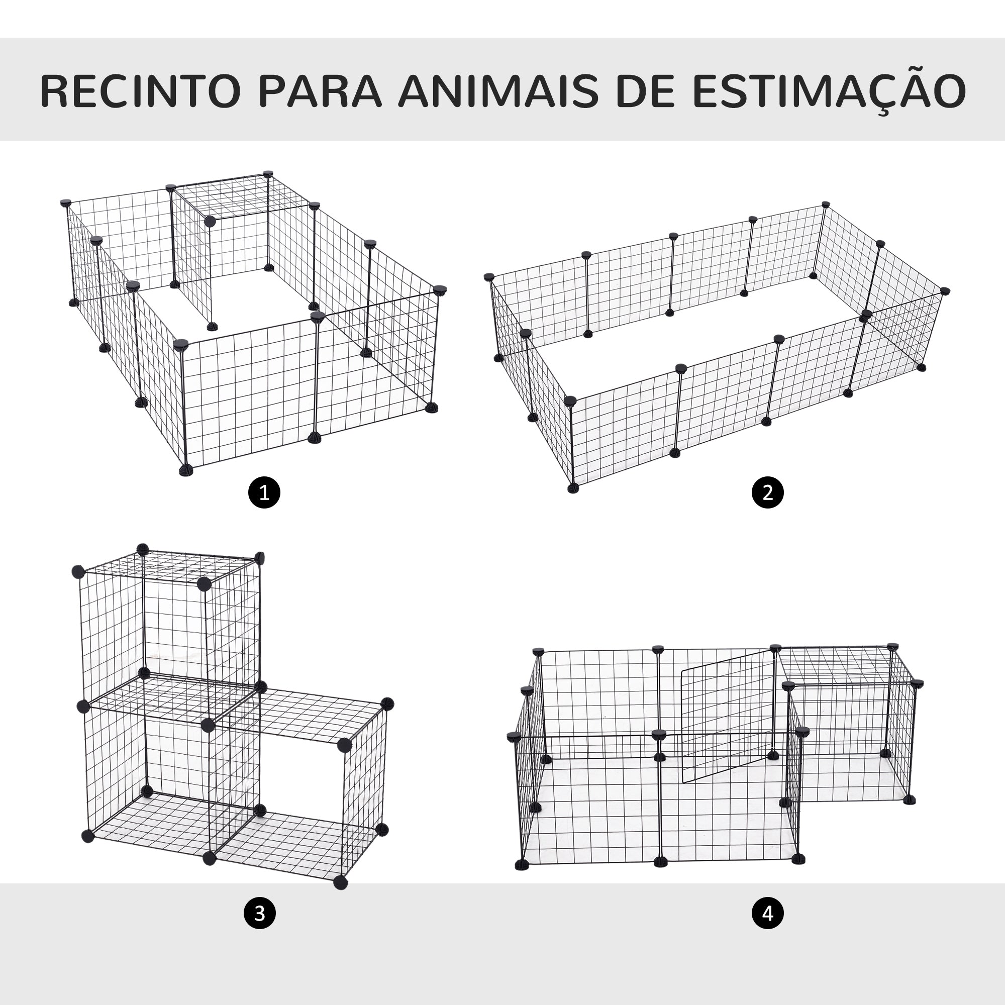 Recinto Metálico para Pequenos Animais 106x73x36 cm - Preto