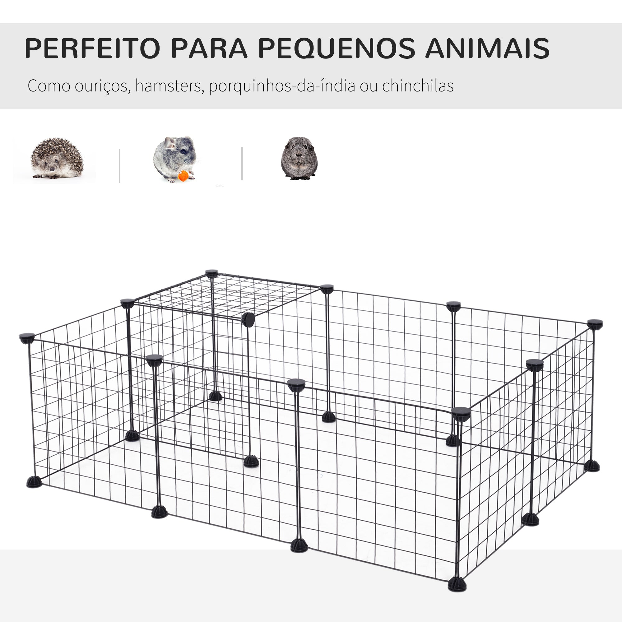 Recinto Metálico para Pequenos Animais 106x73x36 cm - Preto