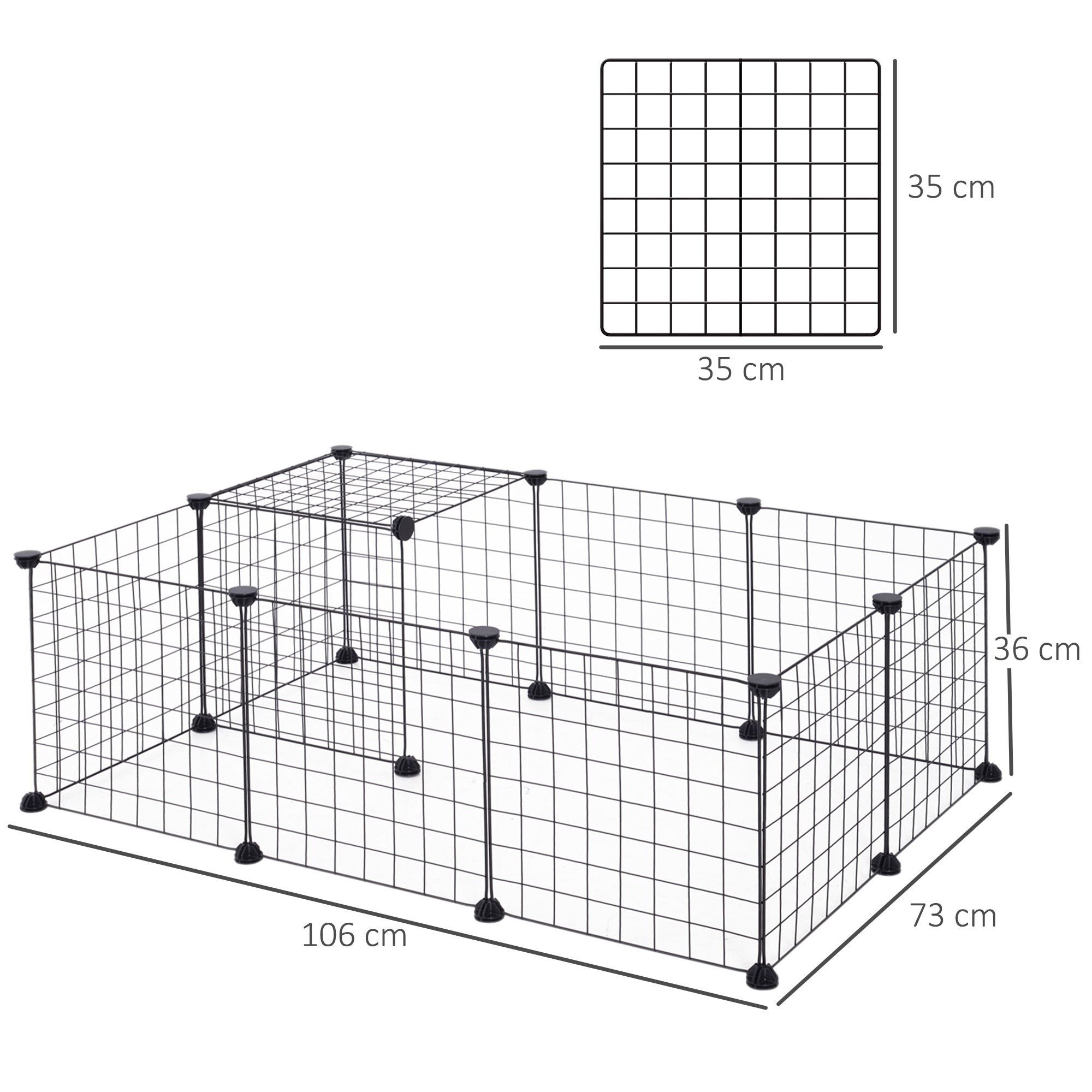 Recinto Metálico para Pequenos Animais 106x73x36 cm - Preto
